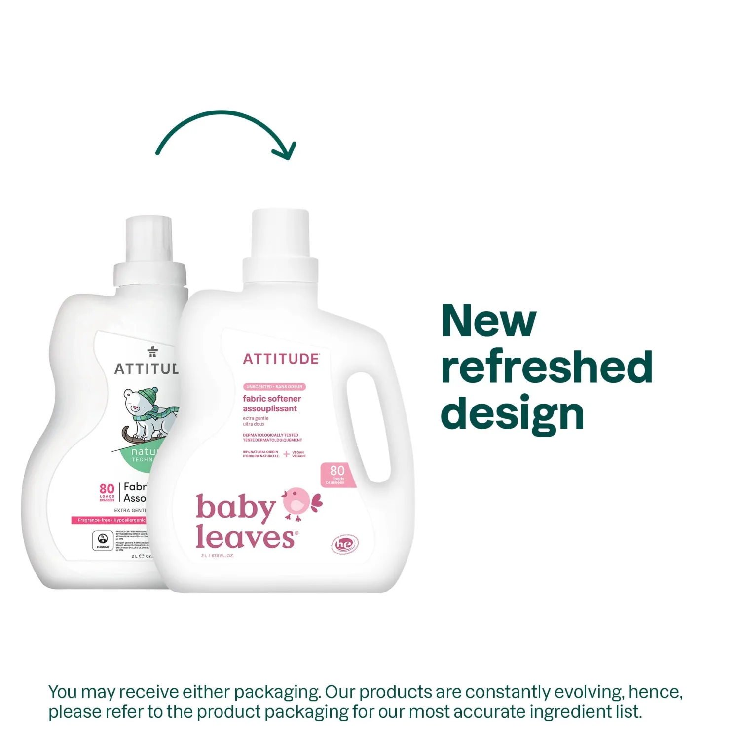 ATTITUDE Baby Fabric Softener, Plant and Mineral-Based Ingredients, HE Compatible, Vegan and Cruelty-free Laundry and Household Products, Unscented, 80 Loads, 67.6 Fl Oz