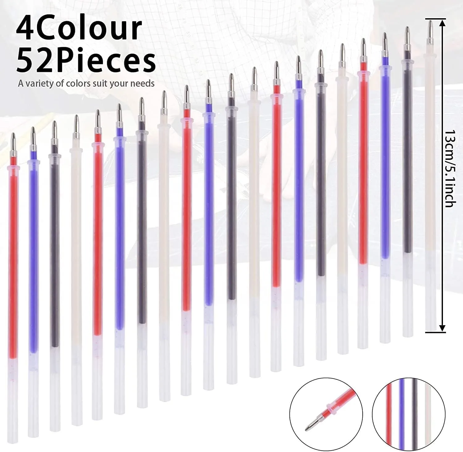 JANYUN 116 Pieces Heat Erasable Pens for Fabric Set, 12 Disappearing Ink Pens with 104 Refills Fabric Marking Pens Fabric Markers for Quilting Sewing DIY Dressmaking Fabrics Tailors Chalk