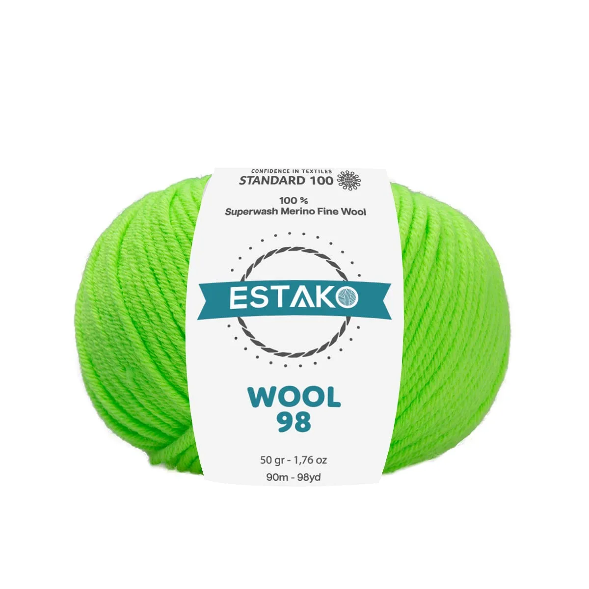 Estako Wool 98 100% Superwash Merino Wool Medium Worsted Weight Soft Knitting and Crochet Yarn 1.76 oz (50gr) 98 yds (90 yds) (6391 - Pistachio)
