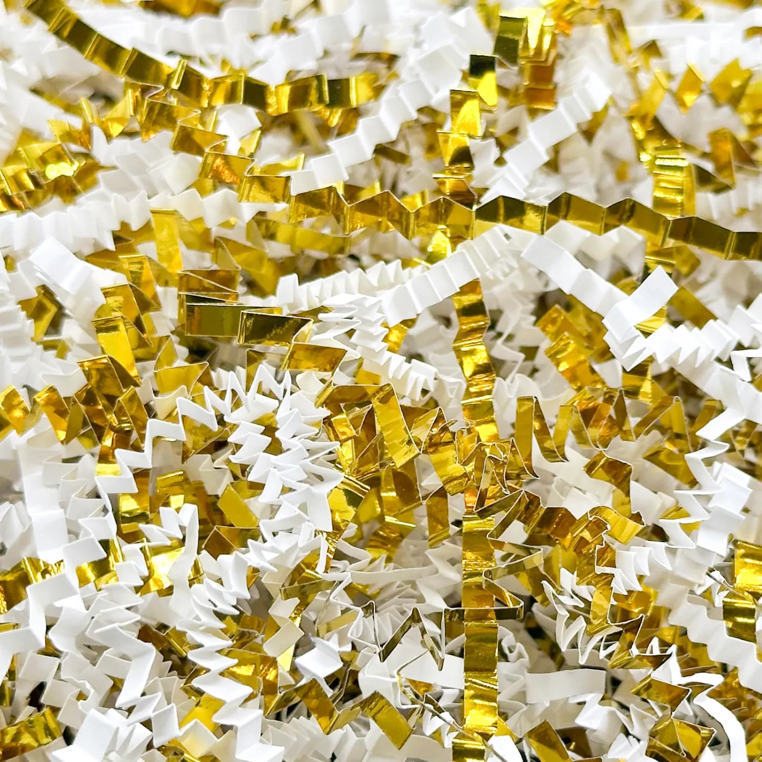 Corlcol 200g(70z) Crinkle paper Filler (White&Gold)