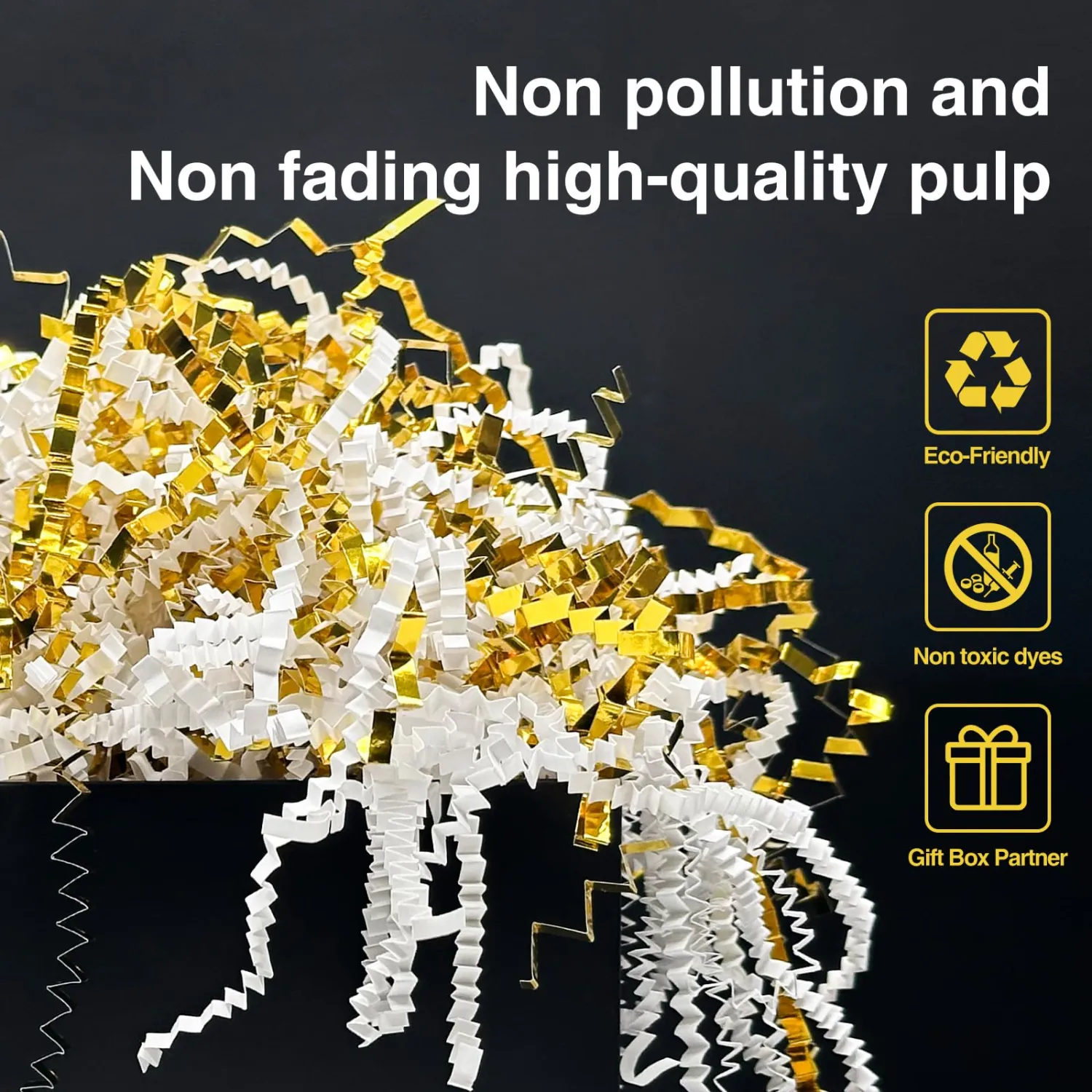Corlcol 200g(70z) Crinkle paper Filler (White&Gold)