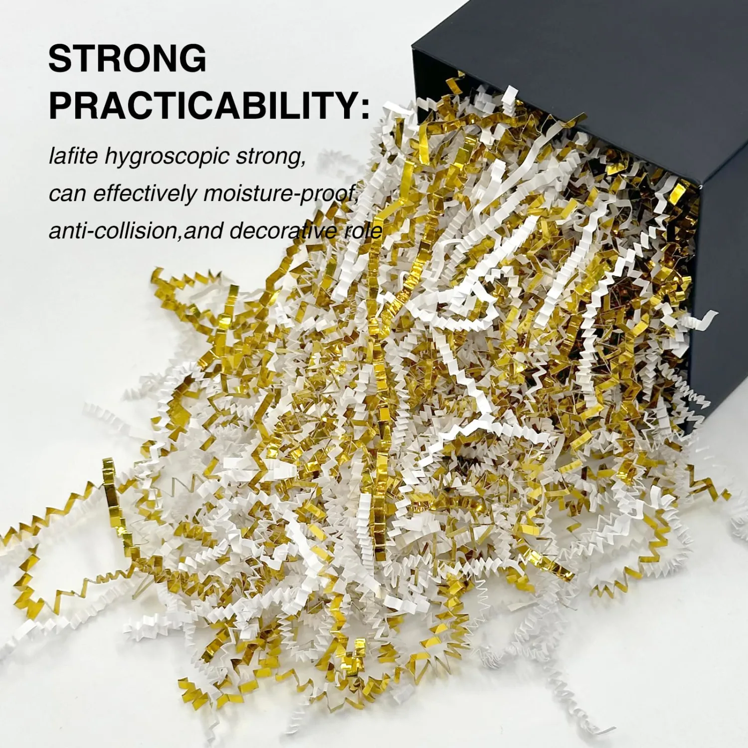 Corlcol 200g(70z) Crinkle paper Filler (White&Gold)