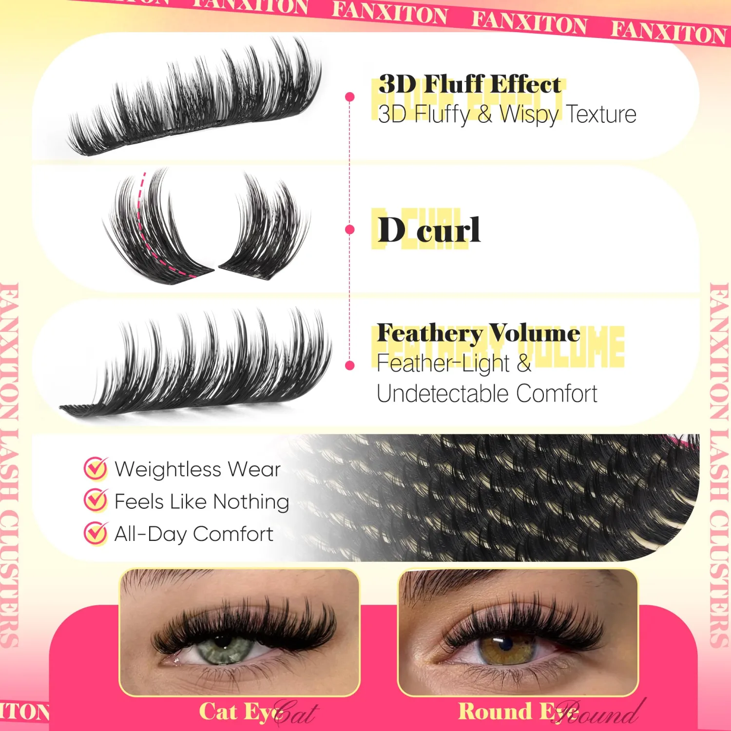Manga Lash Clusters 10-18mm D Curl Anime Eyelash Extensions Wispy Spiky Lashes 3D Volume Cluster Lashes DIY Fluffy Eyelash Clusters by FANXITON