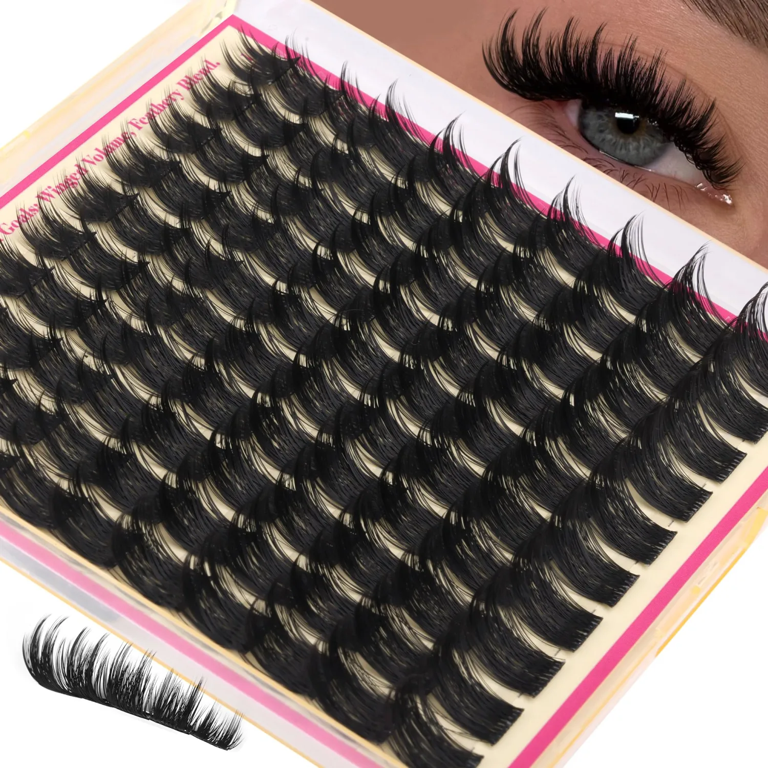 Manga Lash Clusters 10-18mm D Curl Anime Eyelash Extensions Wispy Spiky Lashes 3D Volume Cluster Lashes DIY Fluffy Eyelash Clusters by FANXITON
