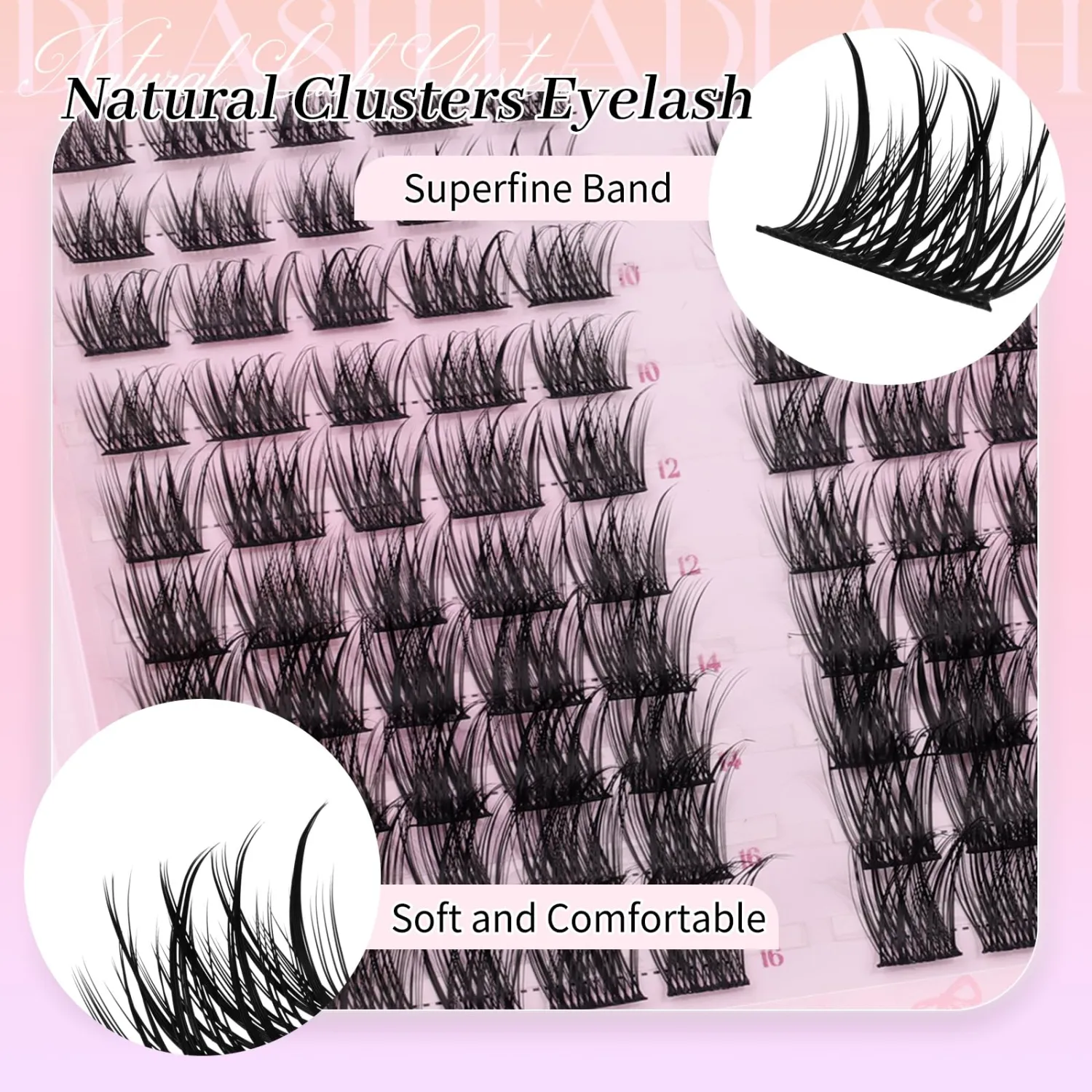 FADLASH Lash Clusters Fluffy Eyelash Clusters D Curl Individual Lash Extensions 8-16mm Natural Volume Cluster Eyelash Extensions for Beginners (YLB062, 8-16mm)