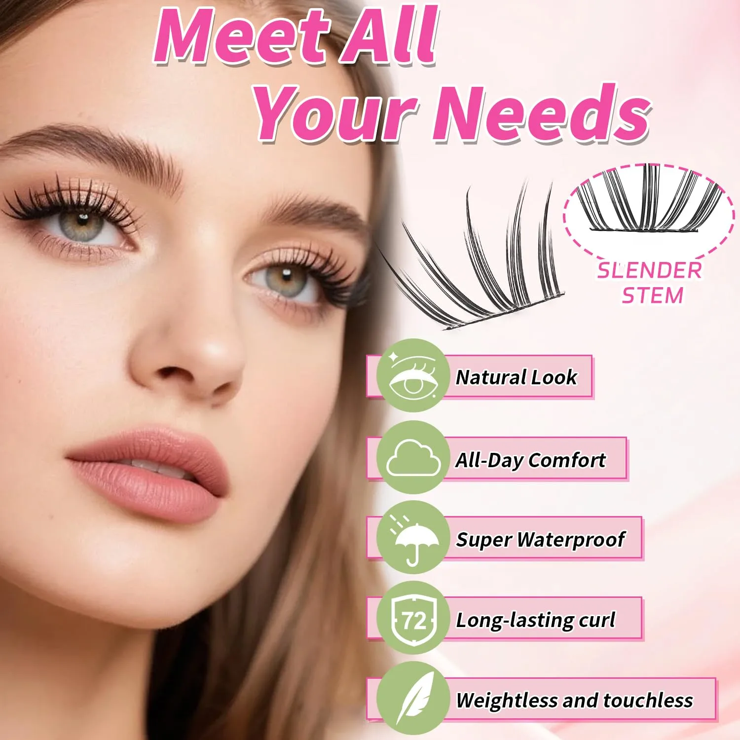 Manga Lash Clusters Kit-Eyelash Clusters.Wispy Lash Clusters Kit. Lash Clusters.Pro Lash. False Eyelashes & Adhesives. Diy Lash Extension Kit (coral kit 72pcs)
