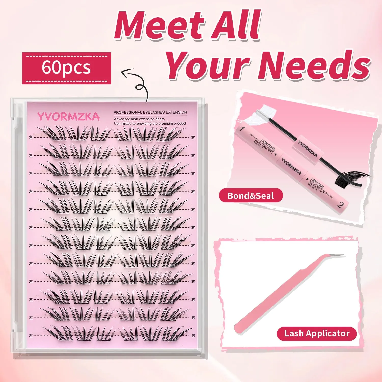 Manga Lash Clusters Kit-Eyelash Clusters.Wispy Lash Clusters Kit. Lash Clusters.Pro Lash. False Eyelashes & Adhesives. Diy Lash Extension Kit (coral kit 72pcs)