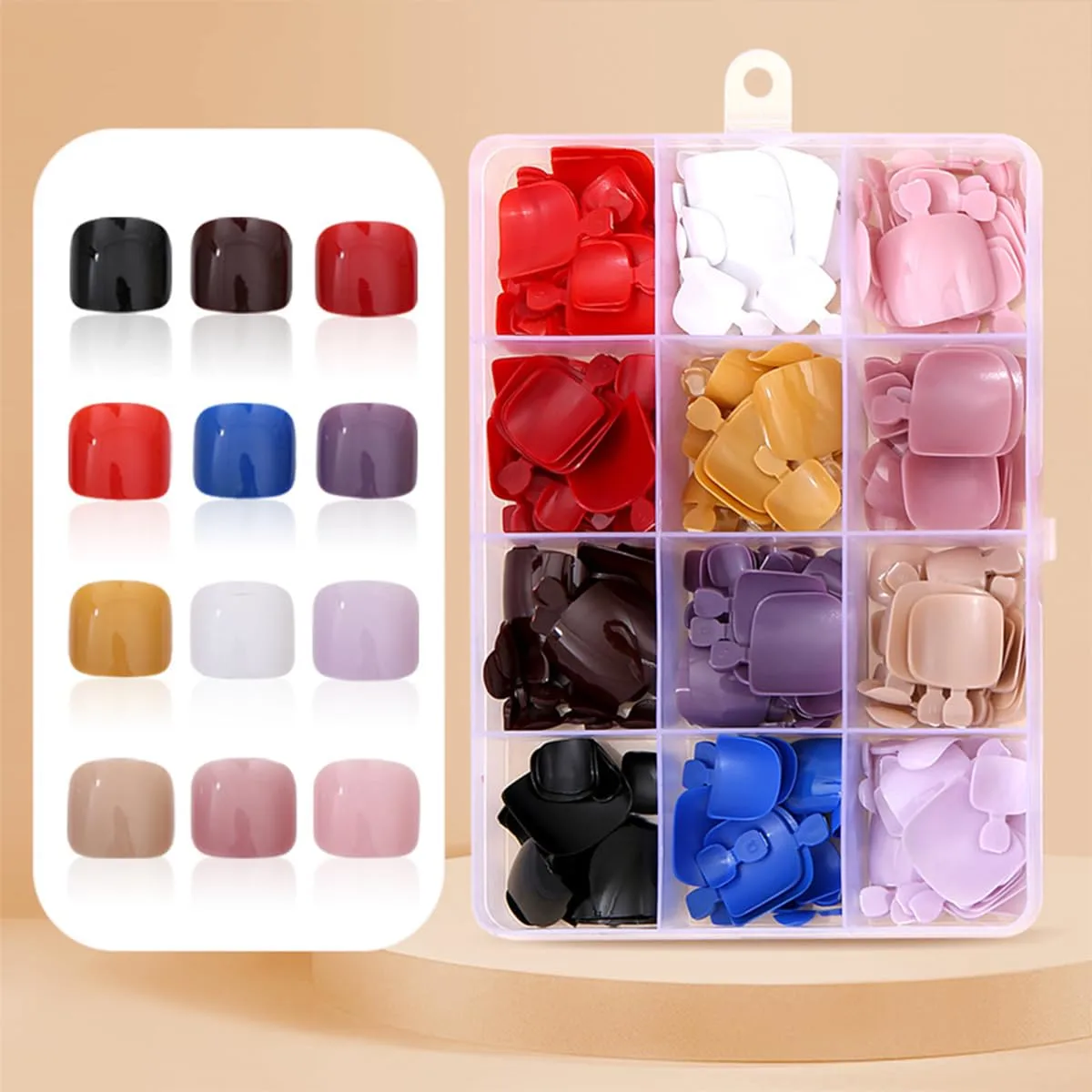 288Pcs Press On Toenails Short Square Fake Toenails 12 Color Toe Nails Press Ons Set Solid Color Acrylic Glue on Toe Nails Reusable Glossy Toe Nail Kit Full Cover False Toenails for Women Manicure