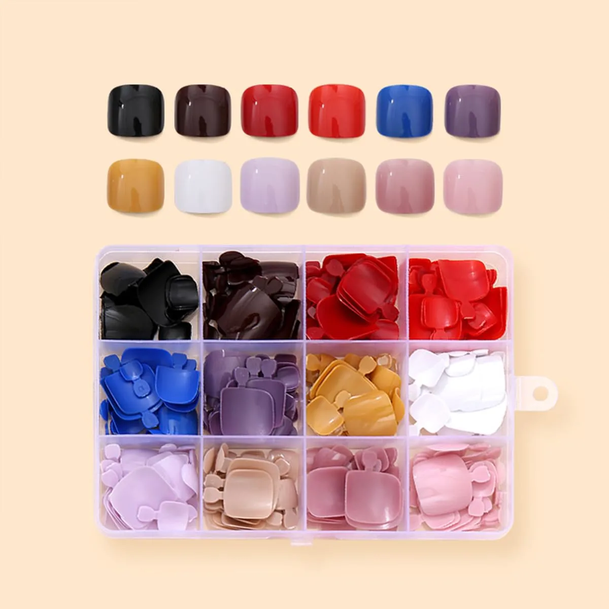 288Pcs Press On Toenails Short Square Fake Toenails 12 Color Toe Nails Press Ons Set Solid Color Acrylic Glue on Toe Nails Reusable Glossy Toe Nail Kit Full Cover False Toenails for Women Manicure