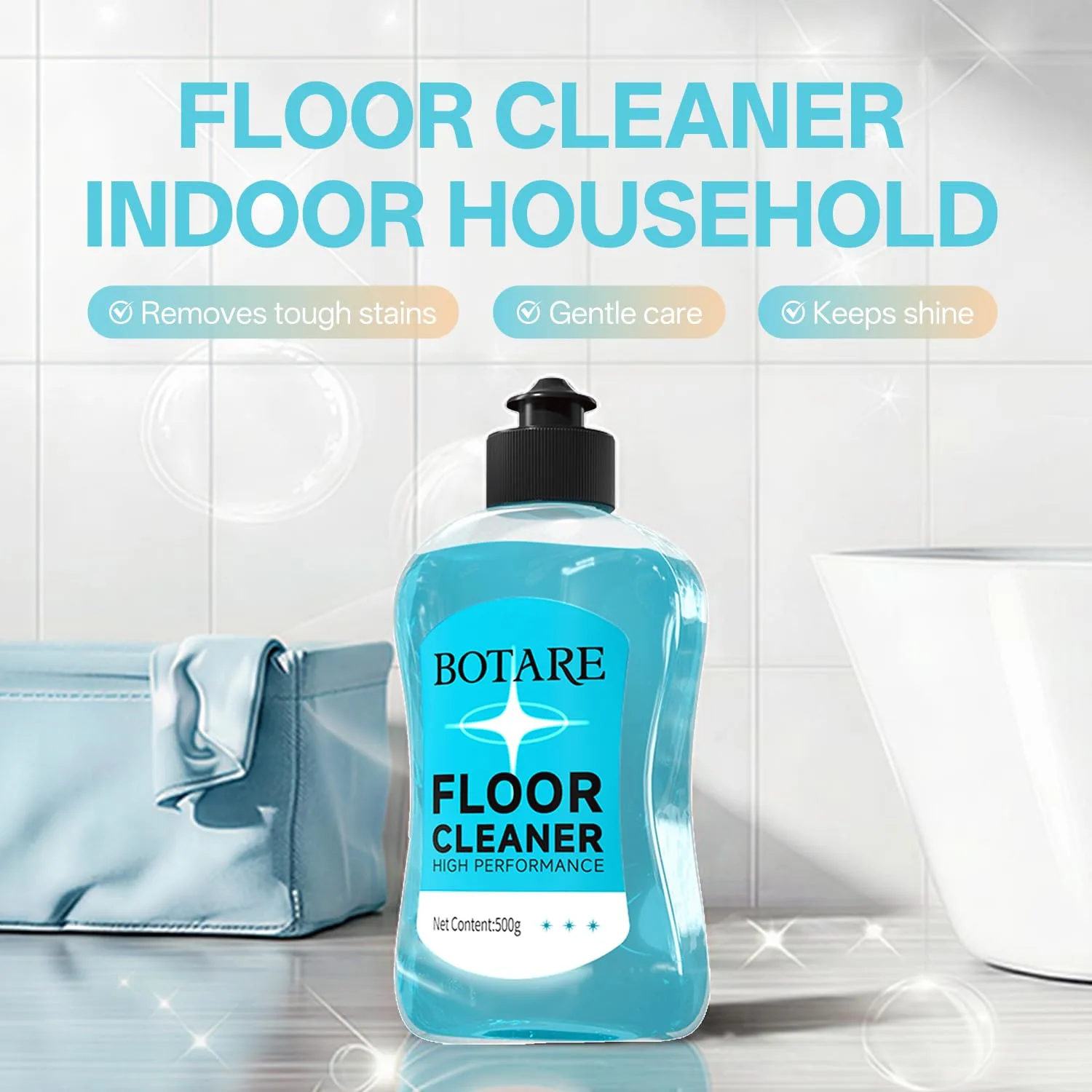 Floor Cleaner Liquid for Mopping, Household Deep Cleaning Solution for Wood,Hardwood,Tile,Laminate,Marble & Porcelain & Bathroom,Ocean Scent,17.6 Fl Oz Each(1 Bottle+1 Cleaning Cloth)