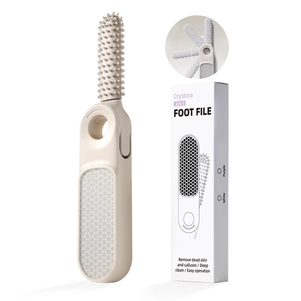 2 in 1 Foot File Callus Remover, Foot Scrubber, Multi Purpose 2 in 1 Feet Pedicure Tool with Toe Cleaning Brush, for Home Foot Care