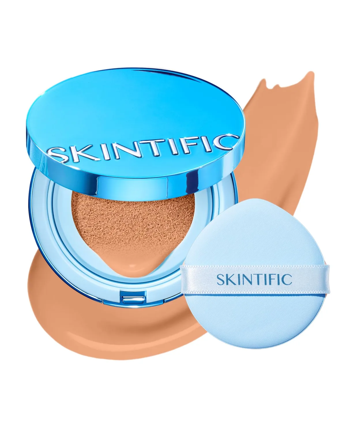 SKINTIFIC Velvet Matte Cushion Foundation Blue #03C Cool Petal| Full Coverage,12H Oil Control,Ideal for Oily & Combination Skin,Waterproof,Long-Lasting, Lightweight, Hydrating,Transfer-Proof