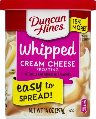 Duncan Hines Whipped Cream Cheese Flavored Frosting, Easter Baking, 14 oz. (Pack of 2)