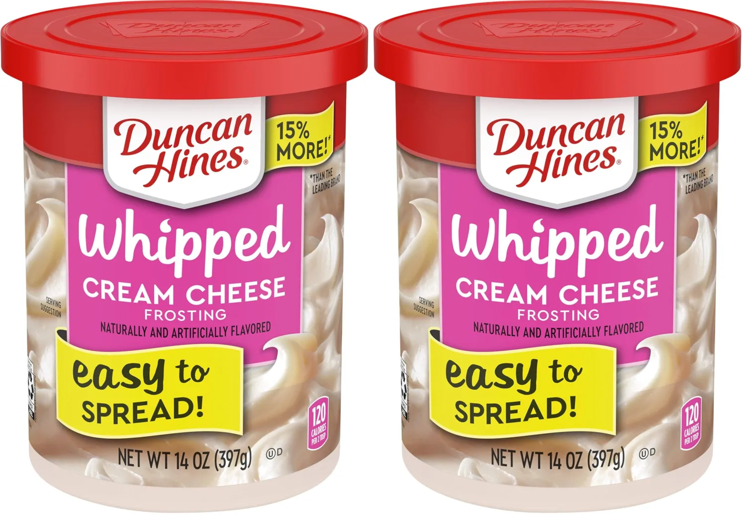 Duncan Hines Whipped Cream Cheese Flavored Frosting, Easter Baking, 14 oz. (Pack of 2)