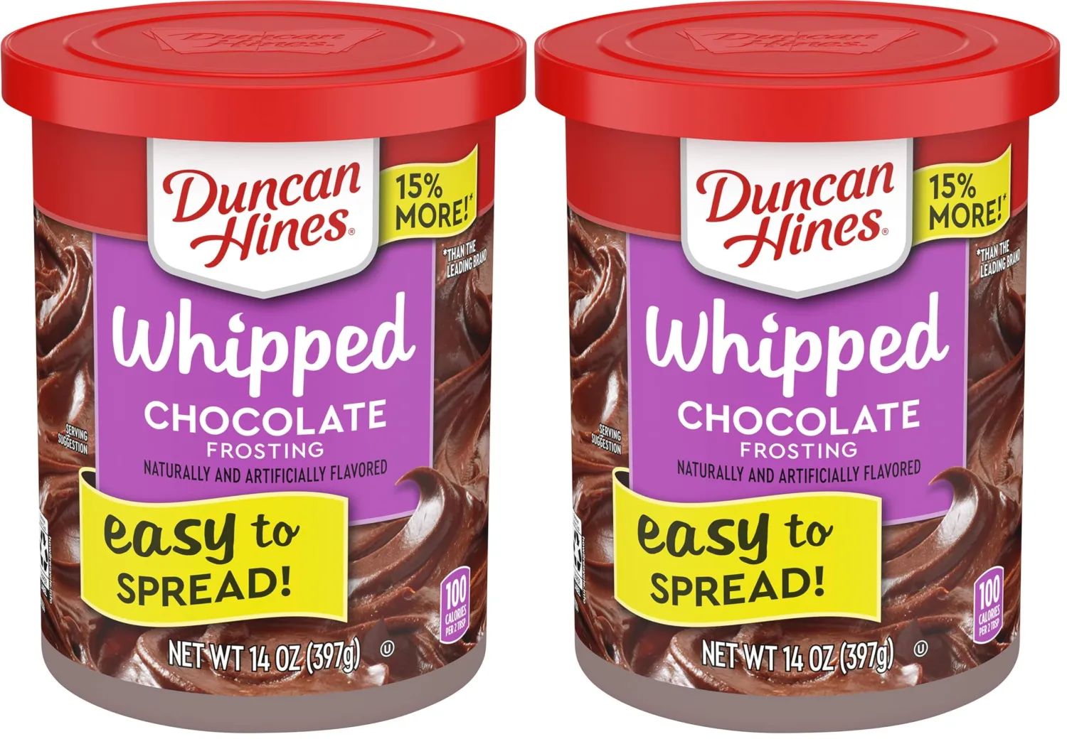 Duncan Hines Whipped Chocolate Flavored Frosting, 14 Ounce (Pack of 2)
