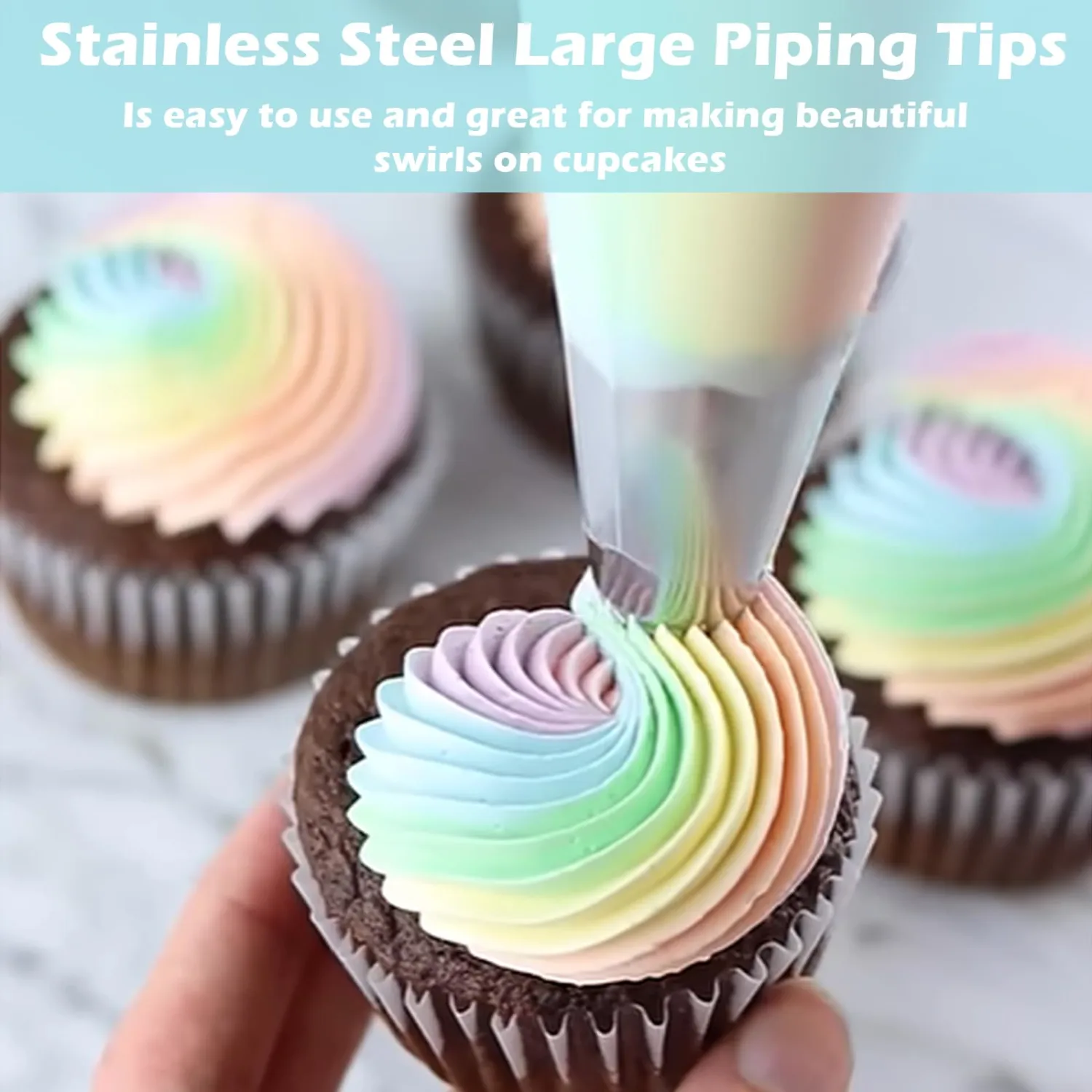 Hendiy 5 Pieces Churro Piping Tips, Stainless Steel 9FT Large Piping Tip Churro Maker Icing Tips, Pastry Tips for Cake Decorating Frosting Tip