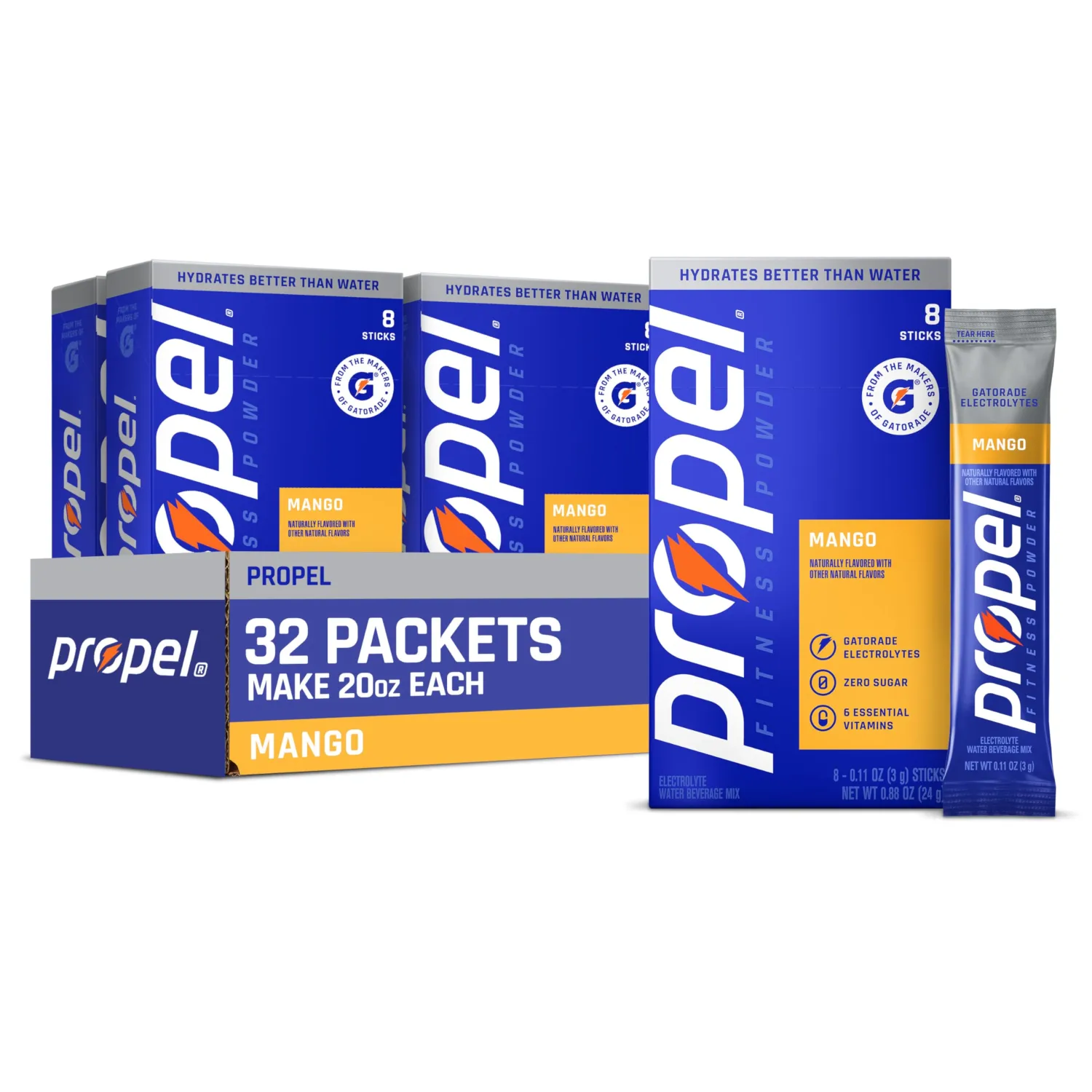 Propel Powder Packets, Mango, (Pack of 32ct)