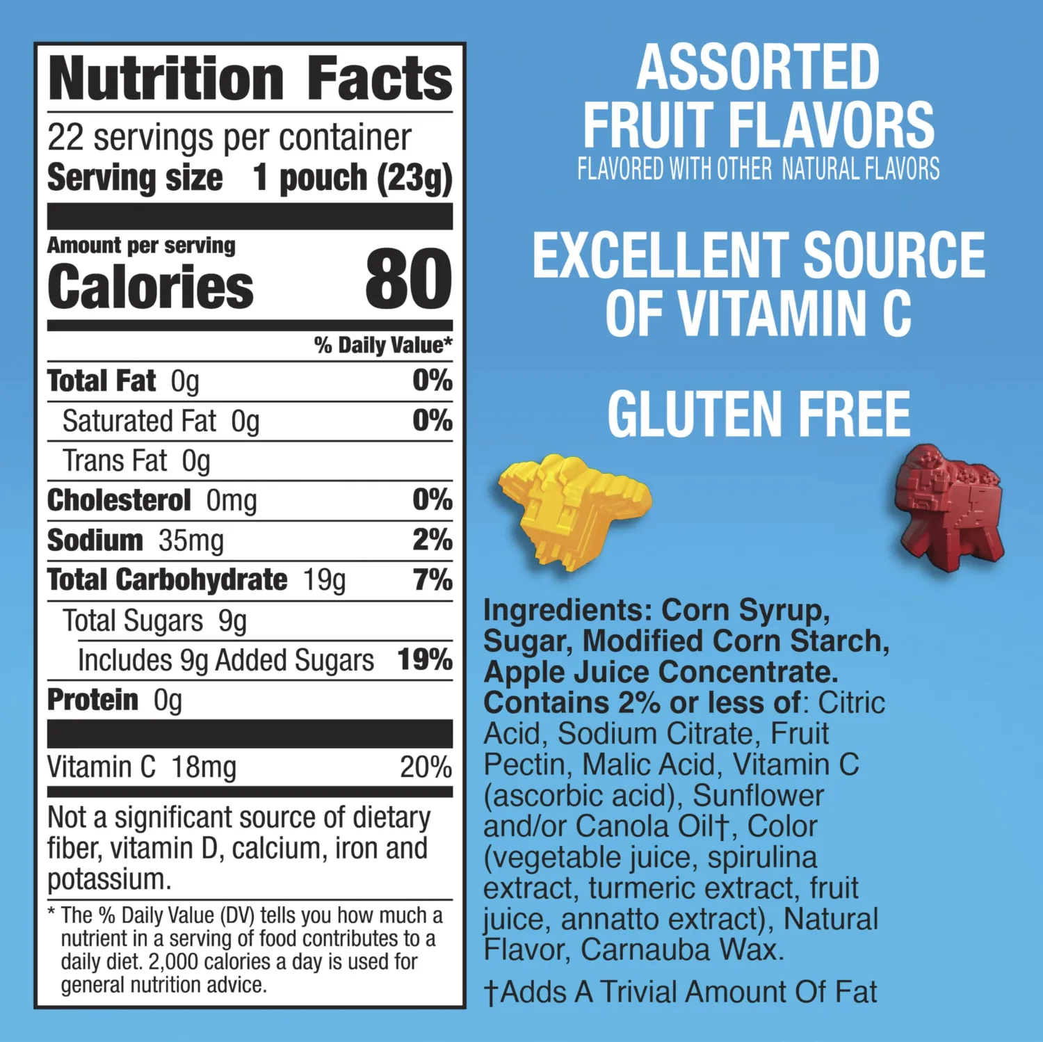 Minecraft Fruit Flavored Snacks, Fat Free and Gluten Free Snacks, 17.6 oz (22 Pouches)