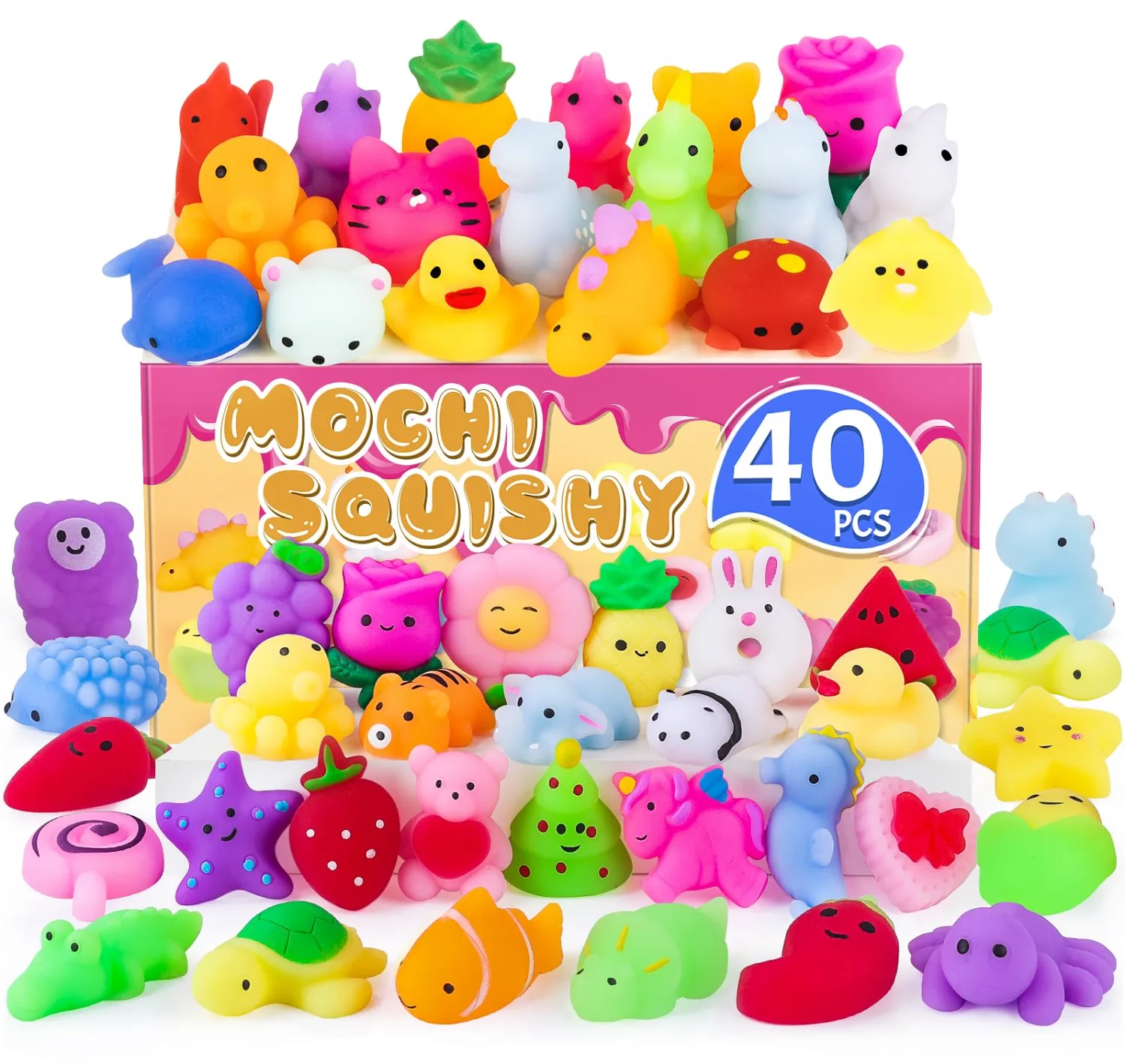 VISCOO 40 Pack Easter Basket Stuffers, Squishy Toys, Mochi Squishy Party Favors for Kids,Kawaii Squishies,Treasure Box Toys for Classroom Prizes, Easter Basket Gifts Goodie Bags Fillers Birthday Gift