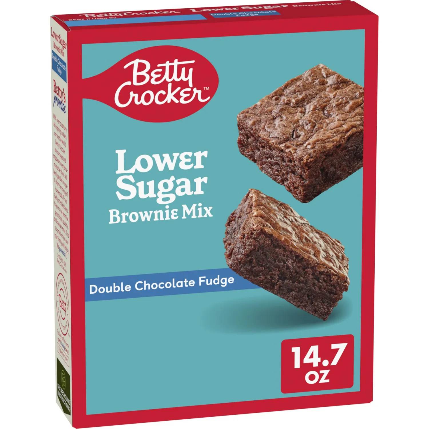 Betty Crocker Lower Sugar Brownie Mix, Double Chocolate Fudge, No Artificial Sweeteners, 14.7 oz