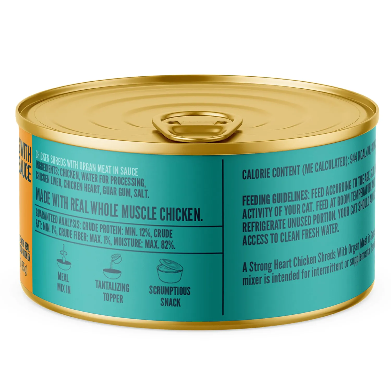 A Strong Heart Canned Wet Cat Food, Chicken Shreds with Organ Meat in Sauce -3 oz Cans (Pack of 24), Made in The USA with Real Chicken