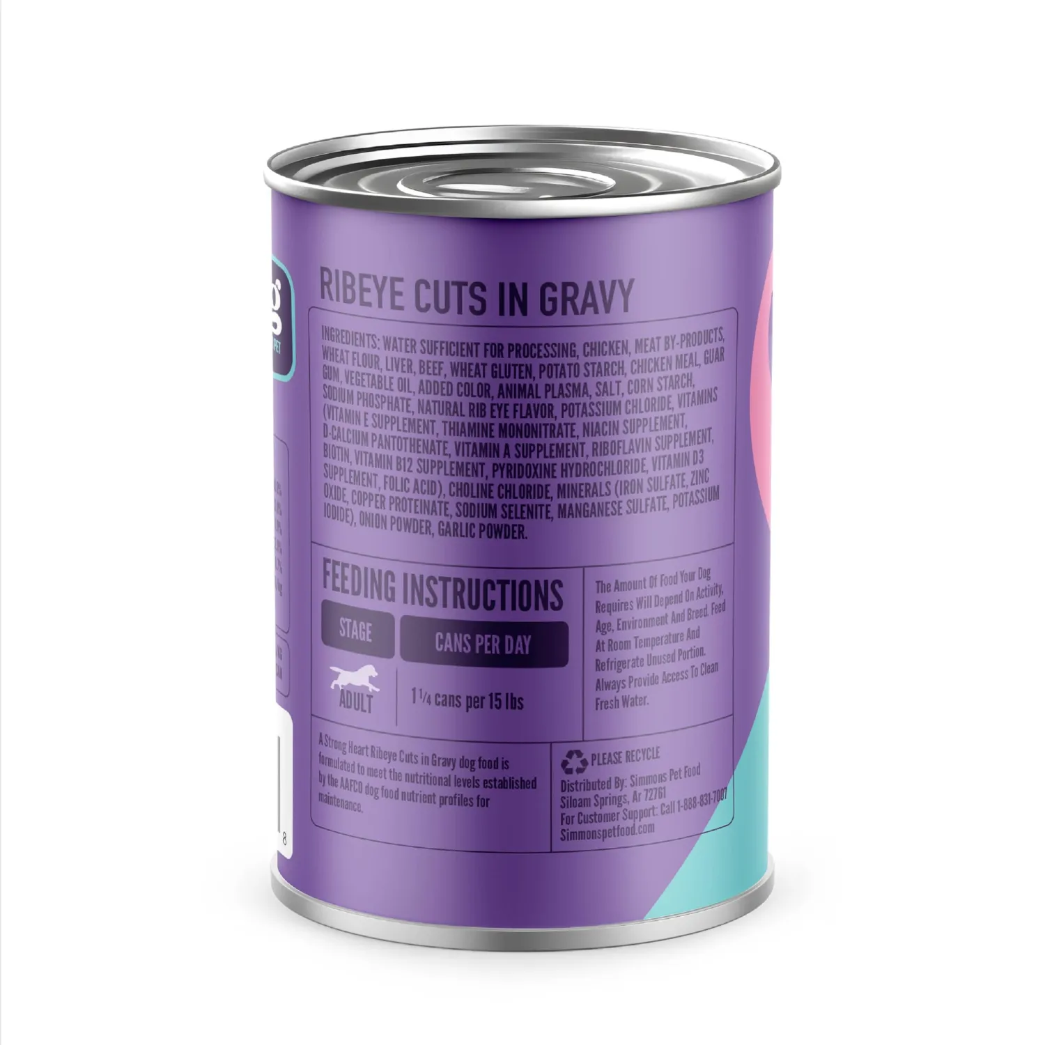 A Strong Heart Wet Dog Food, Ribeye Cuts in Gravy, Made with Real Beef, Made in The USA, 13.2 oz Can (Pack of 12)