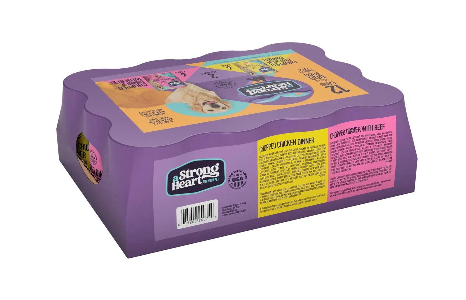 A Strong Heart Wet Dog Food, Chicken & Beef Variety Pack - 13.2 oz Cans (Pack of 12), Made in The USA with Real Chicken & Beef