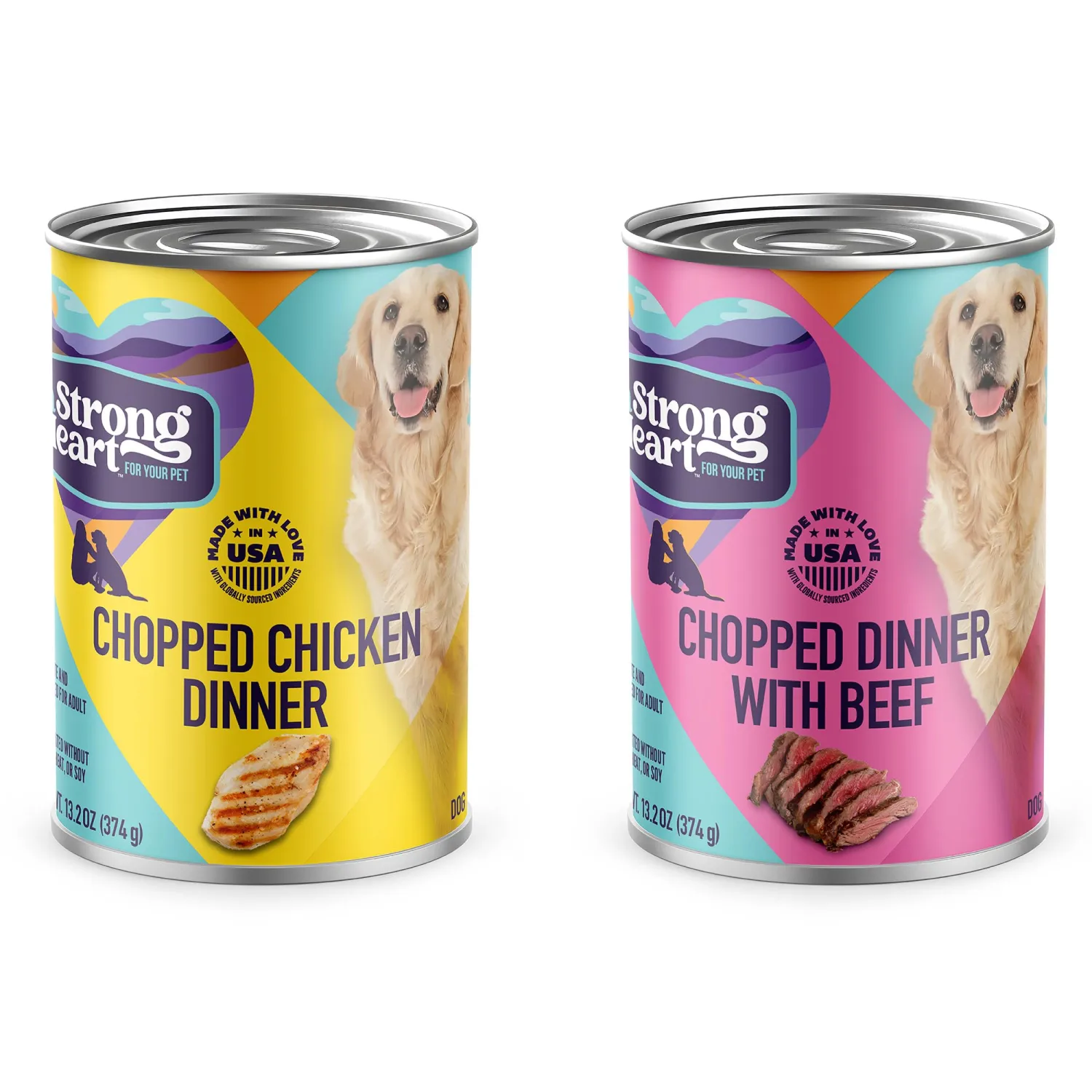 A Strong Heart Wet Dog Food, Chicken & Beef Variety Pack - 13.2 oz Cans (Pack of 12), Made in The USA with Real Chicken & Beef