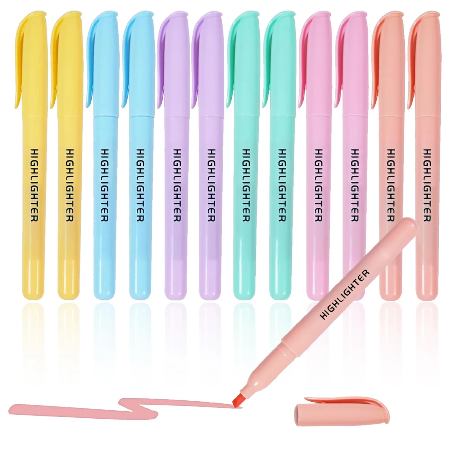 Highlighters Assorted Colors, Chisel Tip, 12 Pack Bible Highlighters No Bleed, Quick Dry, Pastel Highlighter for School Teacher Students, Classroom Must Have, Back to School Supplies
