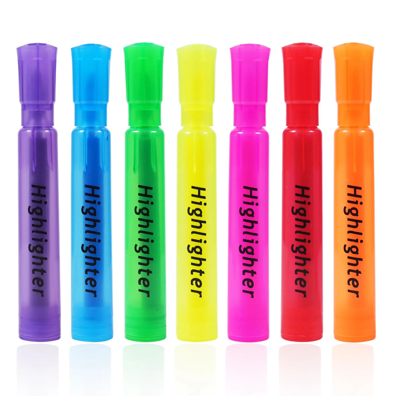 Aesthetic Highlighters 7 Pcs, Tank Style Highlighters Pastel Color, No Bleed Bible Highlighter Assorted Colors, Chisel Tip, Office School Supplies