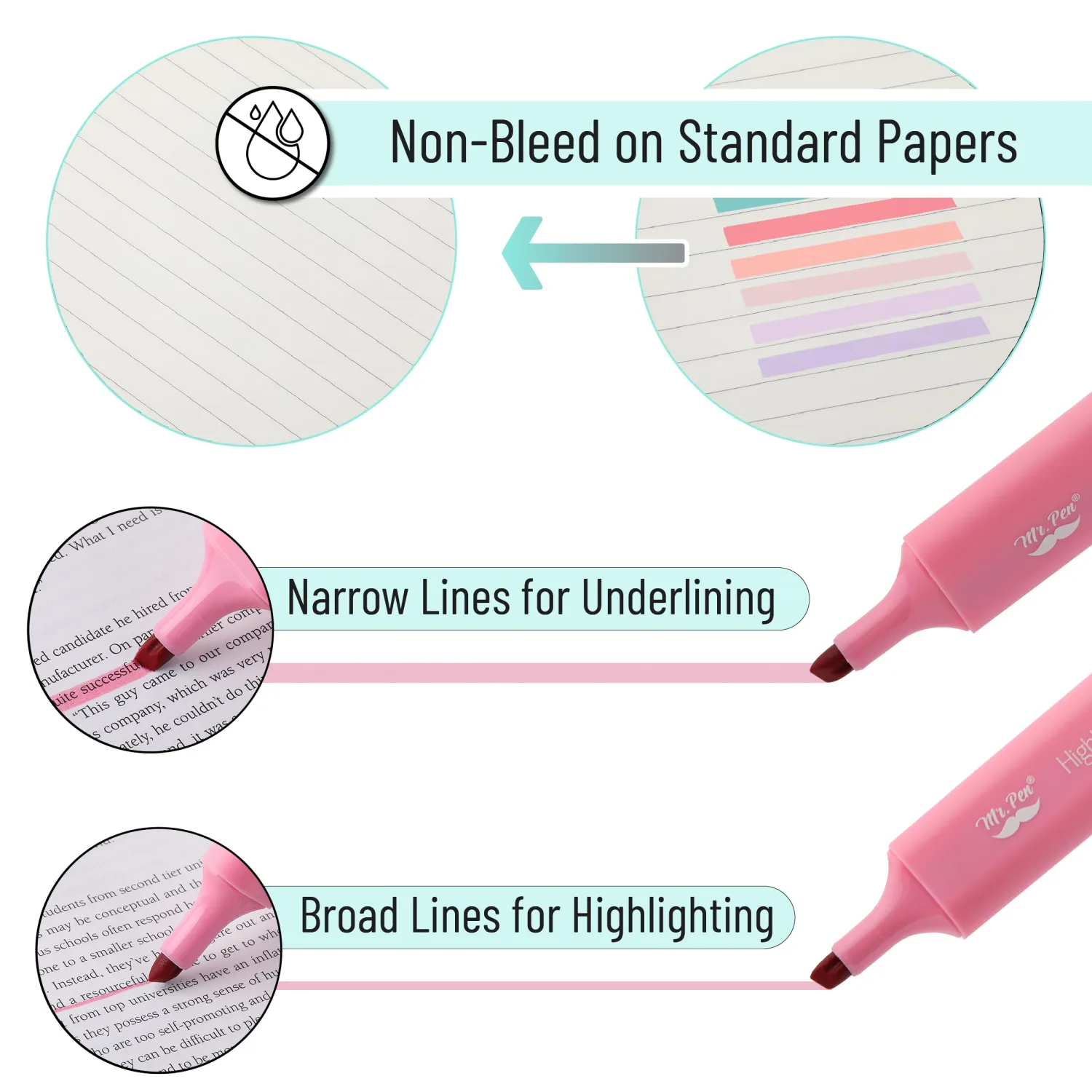 Mr. Pen- Highlighters, 8 Pack, Morandi Colors, Highlighters with Firm Chisel Tip, Quick Dry & Non-Toxic, No Bleed on Standard Paper, Ideal for Highlighting, Underlining, Journaling & Coloring