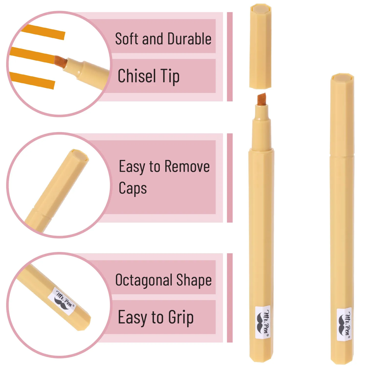 Mr. Pen- Aesthetic Highlighters No Bleed, 6 Pack, Chisel Tip, Cute Bible Highlighters Assorted Colors for Journaling, Highlighting, Underlining, Fast Dry, Back to School Supplies