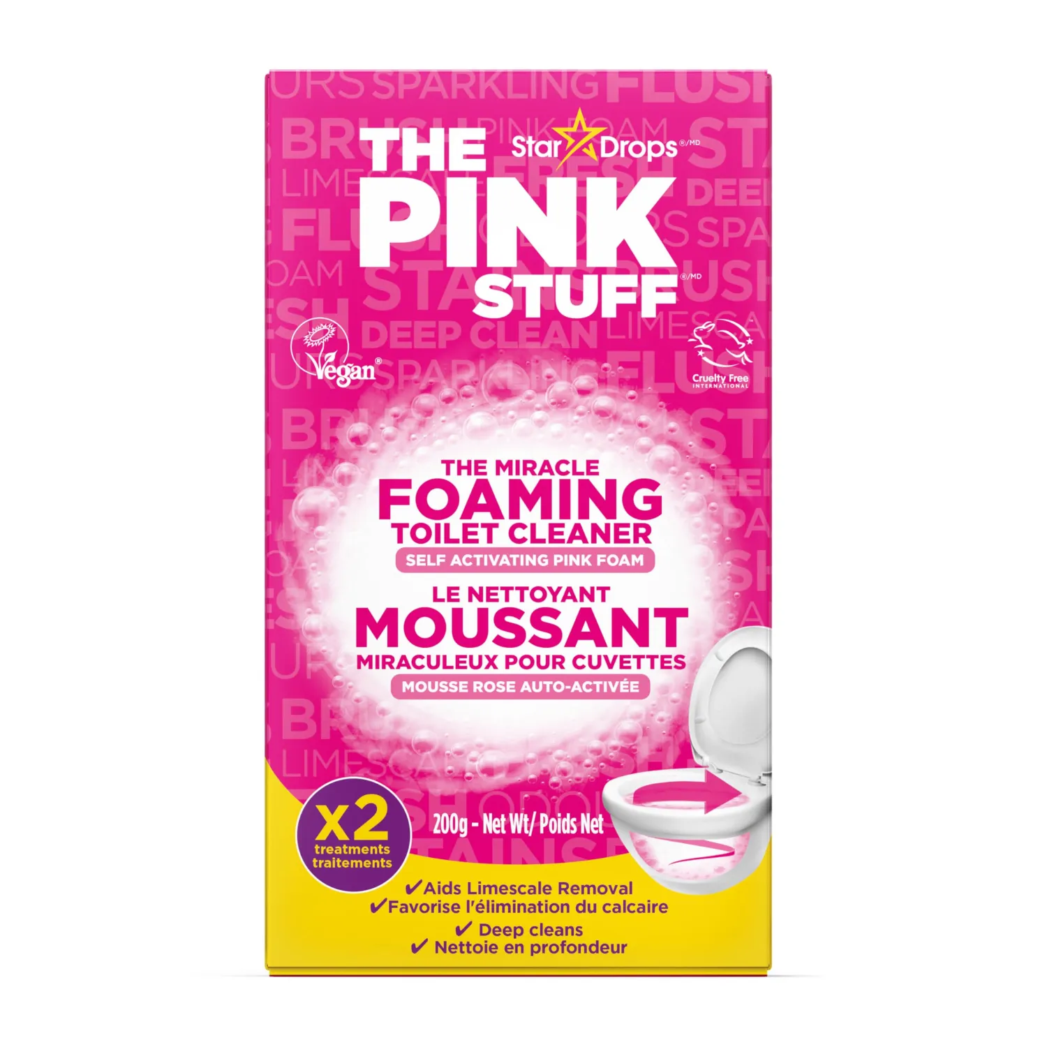 Stardrops - The Pink Stuff - The Miracle Power Foaming Toilet Cleaner - 2 Treatments - Self Activating Pink Foam Pack of 1 (7 Ounce)