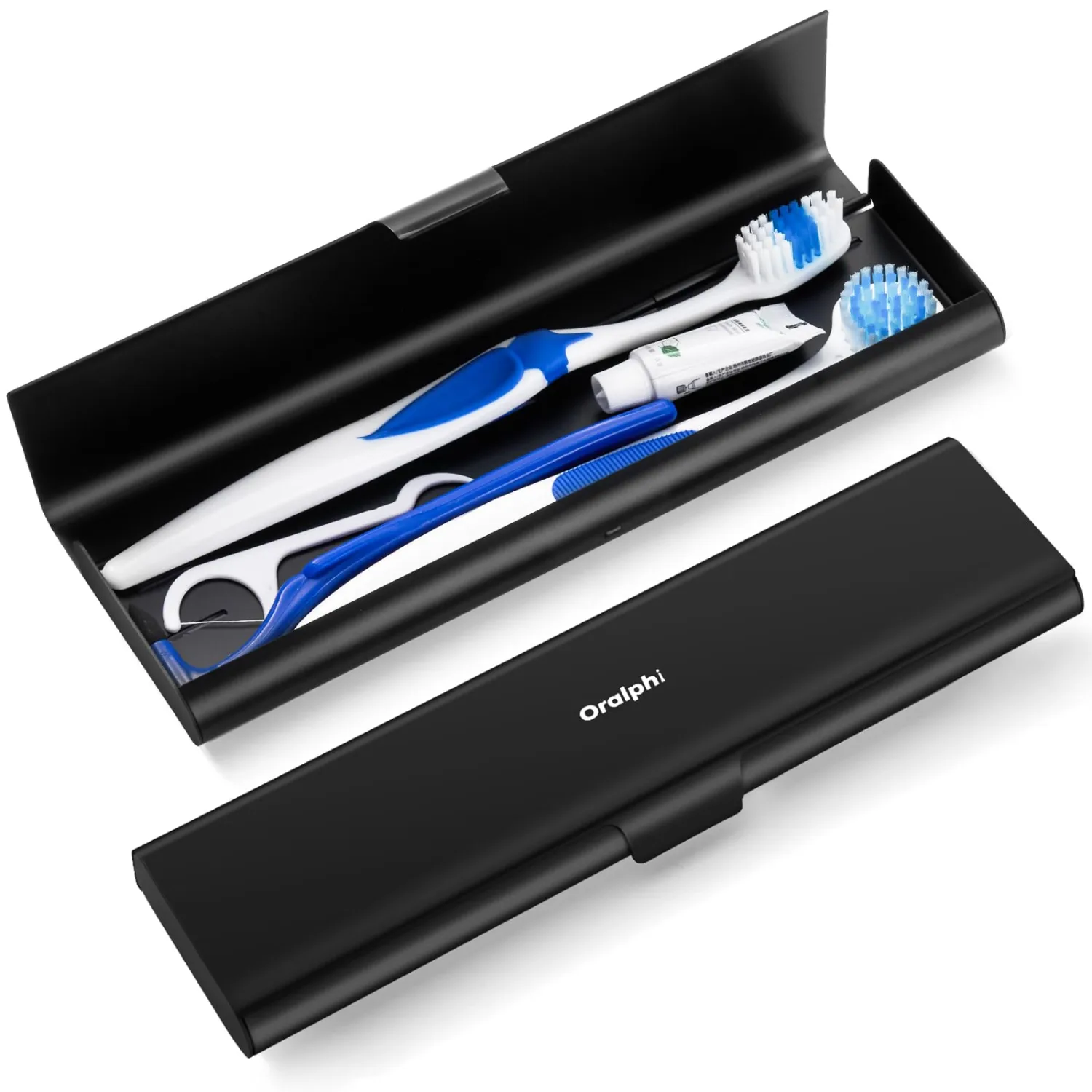 Wider Aluminum Toothbrush Travel Case, Portable Travel Toothbrush Holder, Durable Manual Toothbrush Box Container for Traveling, Bathroom, Camping, Business Trip, Black