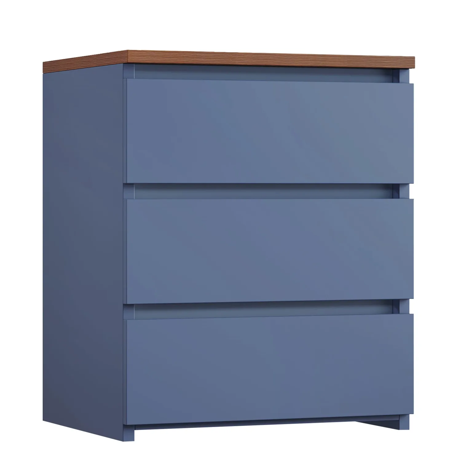 FOTOSOK Nightstand with 3 Drawers, Bedside Table Night Stand for Bedroom with Cut-Out Handle, Sofa Side Table 3 Drawer Nightstand for Bedroom, 17.7W*15D*21.7H, Blue