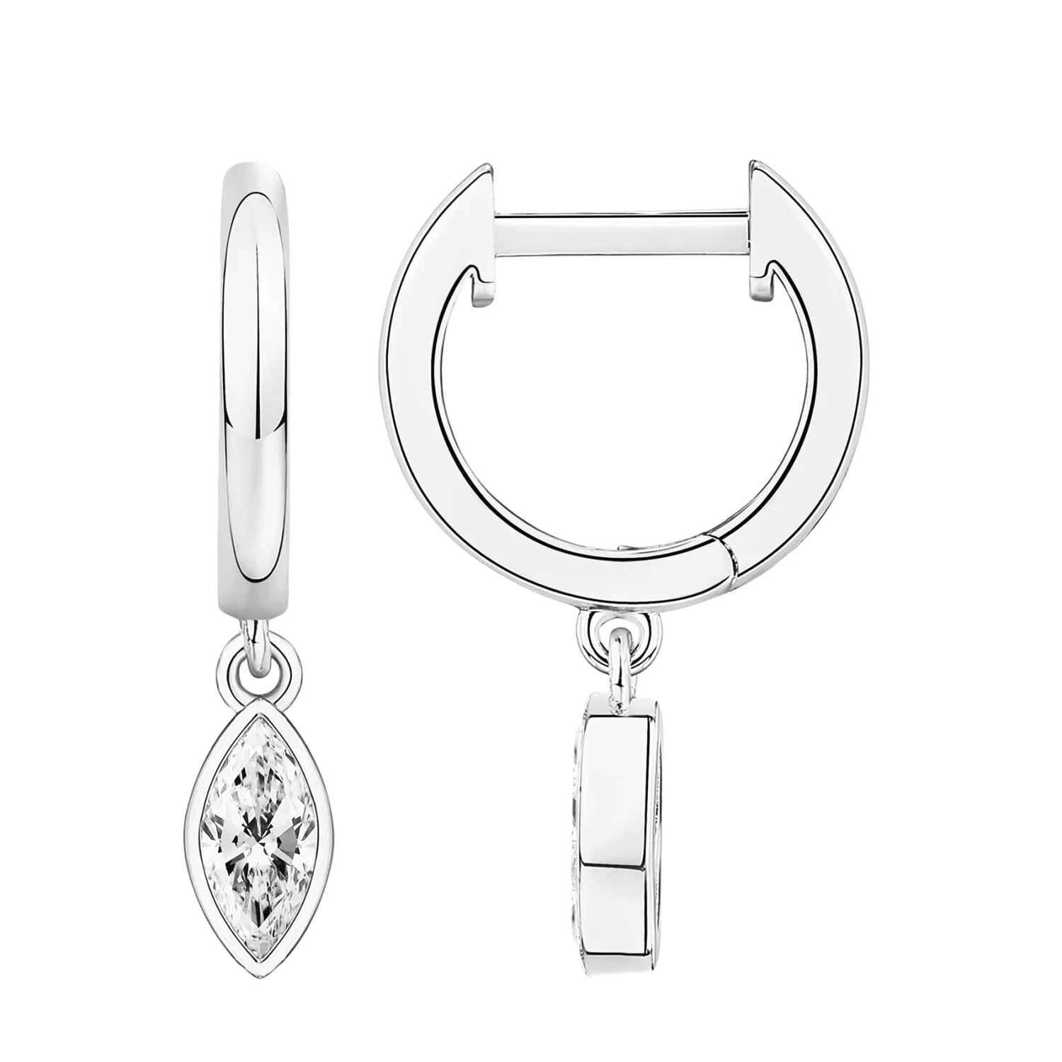 PAVOI 14K Gold Plated Huggie Hoop Earrings with Charms for Women - 925 Sterling Silver Posts Dainty Motif Huggie Hoop Dangle Earrings - Lightweight Dangle Drop Jewelry with Cubic Zirconia