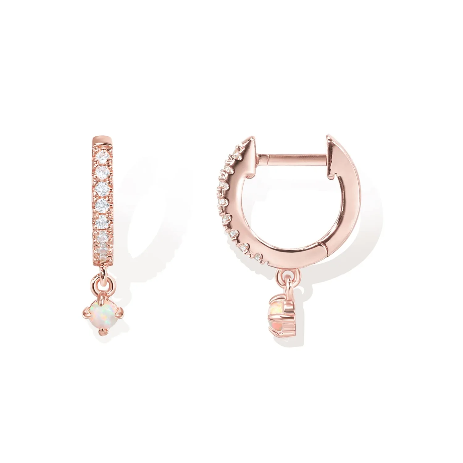PAVOI 14K Gold Plated Huggie Hoop Earrings with Charms for Women - 925 Sterling Silver Posts Dainty Motif Huggie Hoop Dangle Earrings - Lightweight Dangle Drop Jewelry with Cubic Zirconia