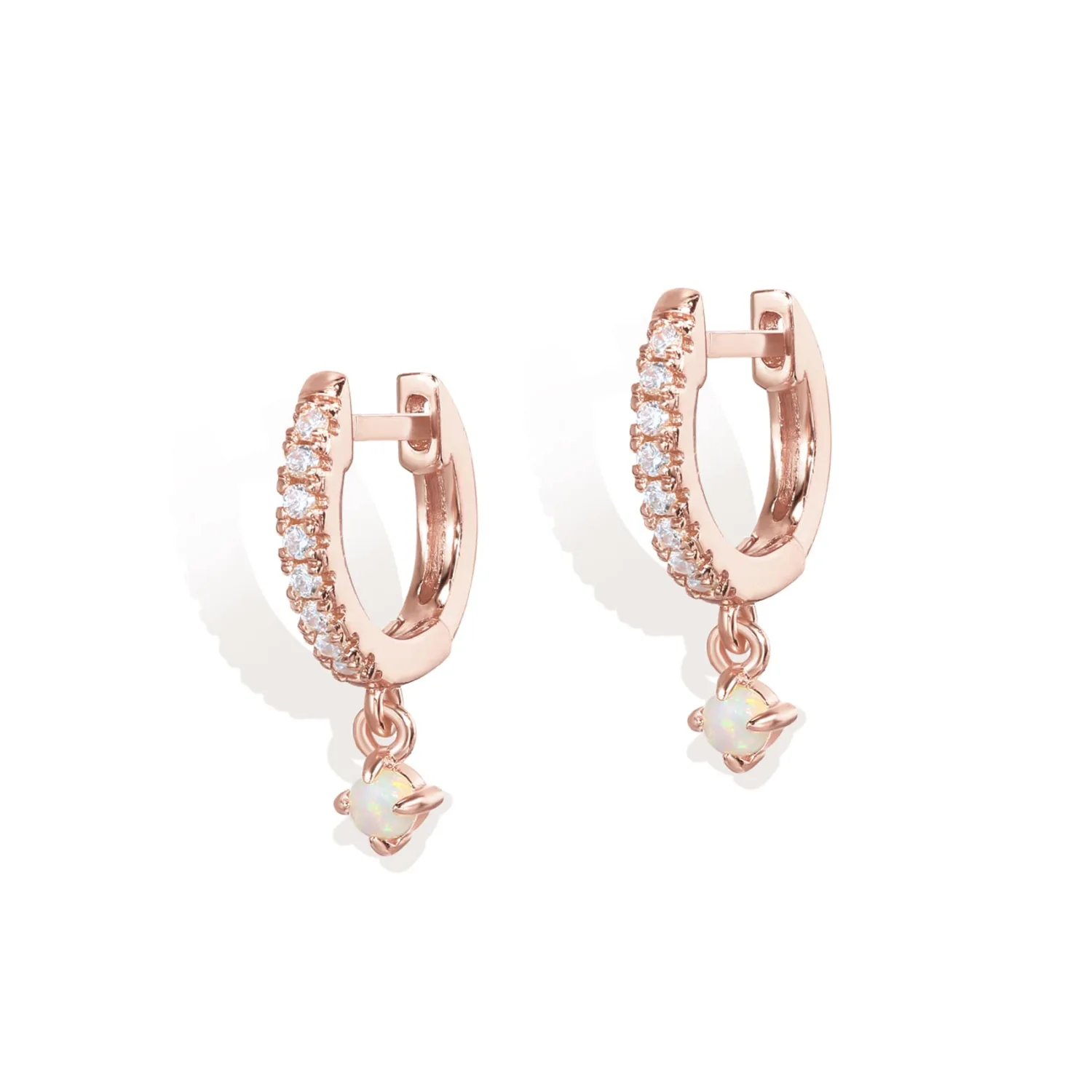 PAVOI 14K Gold Plated Huggie Hoop Earrings with Charms for Women - 925 Sterling Silver Posts Dainty Motif Huggie Hoop Dangle Earrings - Lightweight Dangle Drop Jewelry with Cubic Zirconia