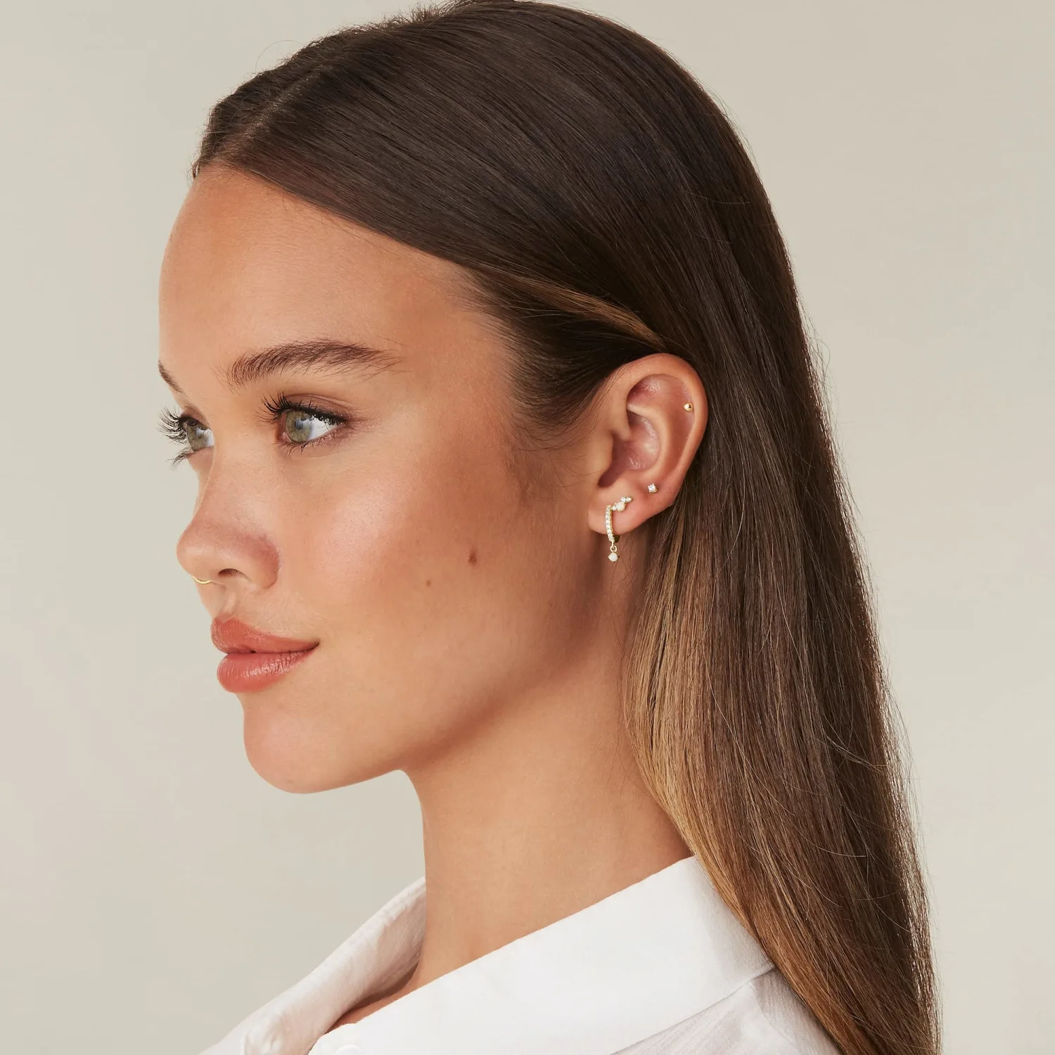 PAVOI 14K Gold Plated Huggie Hoop Earrings with Charms for Women - 925 Sterling Silver Posts Dainty Motif Huggie Hoop Dangle Earrings - Lightweight Dangle Drop Jewelry with Cubic Zirconia