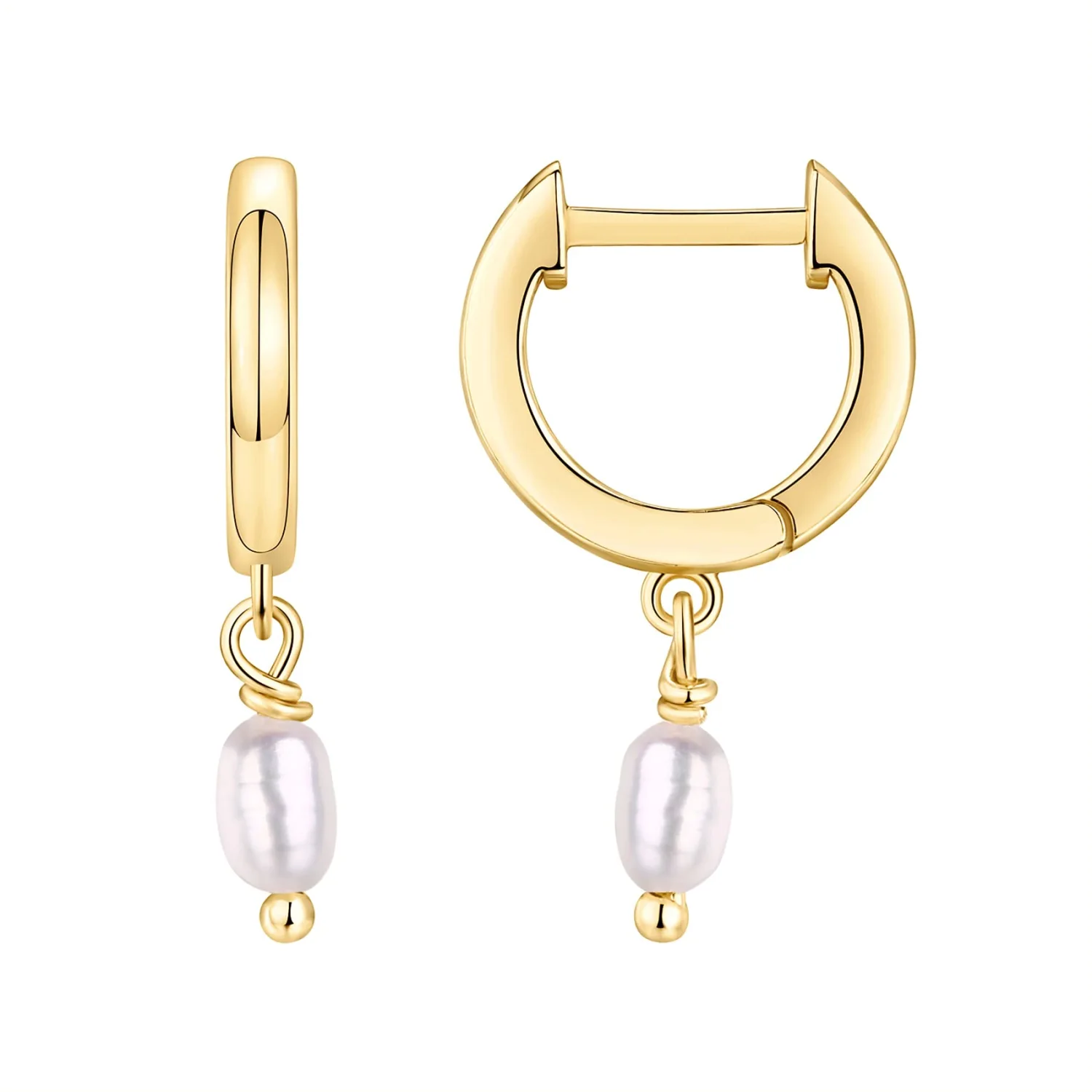 PAVOI 14K Gold Plated Huggie Hoop Earrings with Charms for Women - 925 Sterling Silver Posts Dainty Motif Huggie Hoop Dangle Earrings - Lightweight Dangle Drop Jewelry with Cubic Zirconia