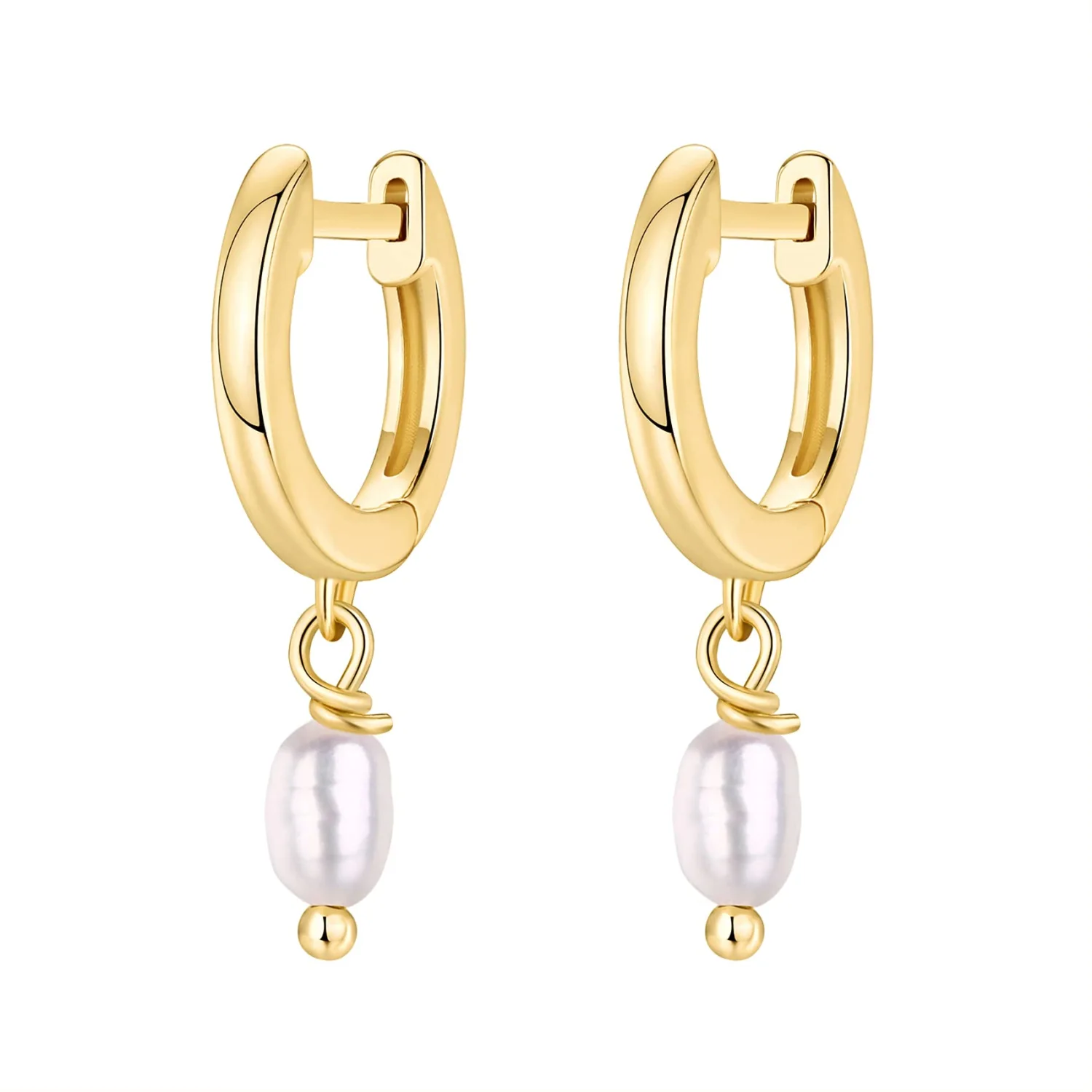 PAVOI 14K Gold Plated Huggie Hoop Earrings with Charms for Women - 925 Sterling Silver Posts Dainty Motif Huggie Hoop Dangle Earrings - Lightweight Dangle Drop Jewelry with Cubic Zirconia