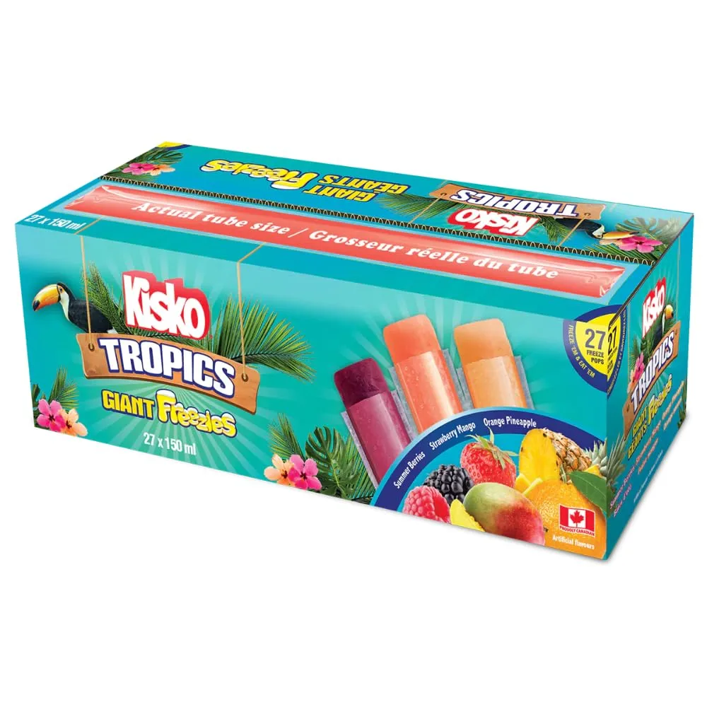 Kisko Giant Freeze Pops Tropics (27 Count) 5.5oz Each Freeze Pop Popsicle