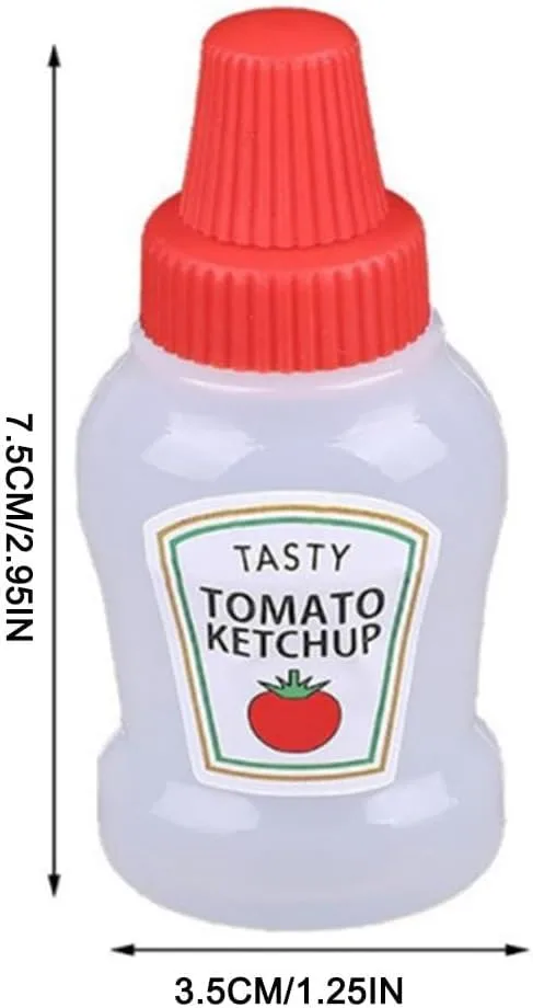 4Pcs Mini Ketchup Bottle for Bento Box Accessories, Mini Condiment Squeeze Bottles, Portable Honey Sauce Salad Dressing Dispensers Jars Containers Dinnerware(ZS280)