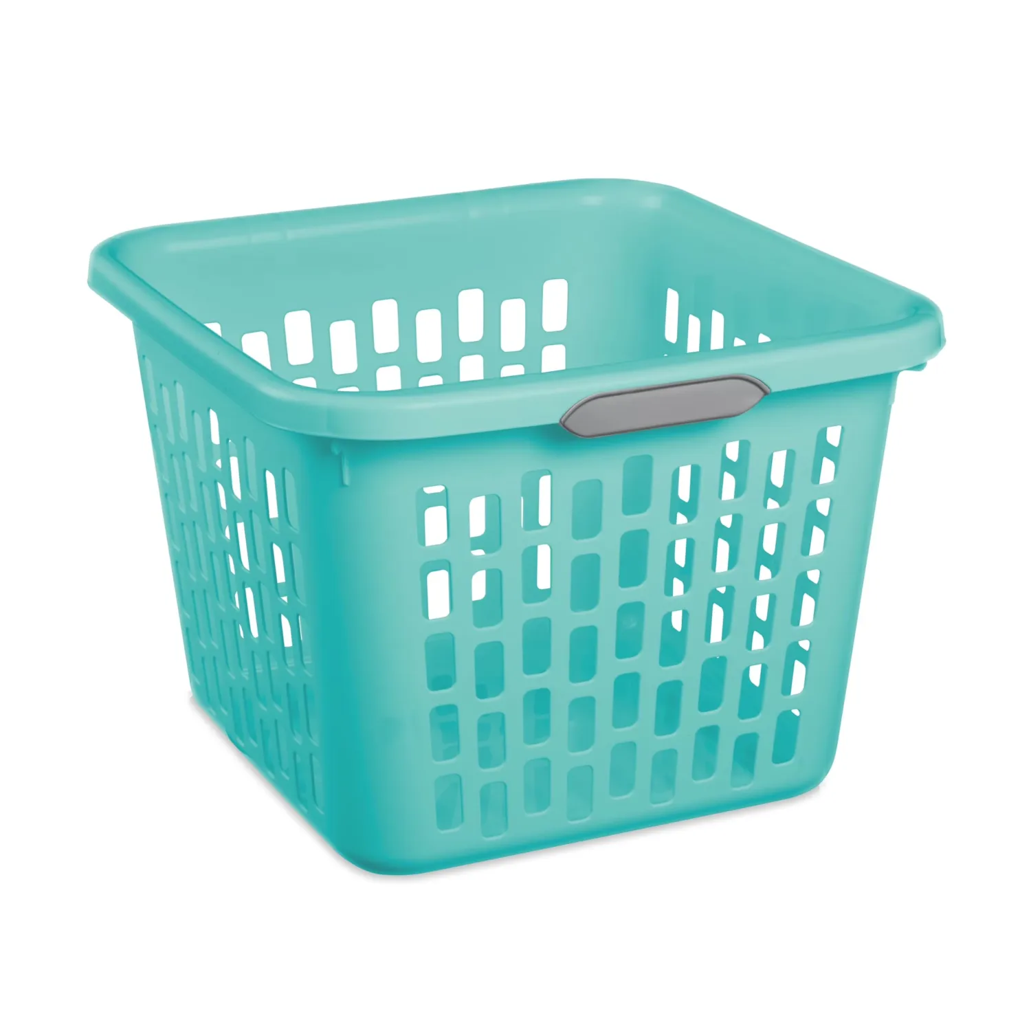 1.5 Bushel Square Plastic Laundry Basket, BPA-Free, Teal Splash - 2 Comfort Grip Handles, Sturdy & Stackable, for Bedroom, Bathroom & Laundry Room