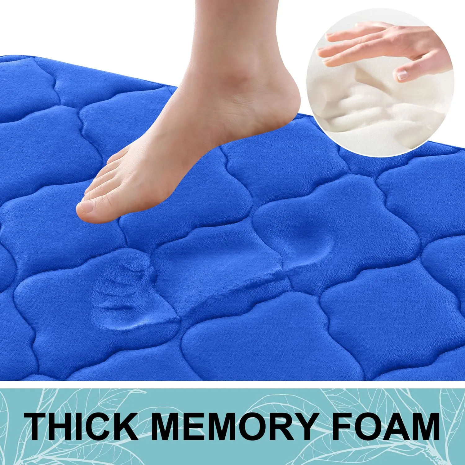 OLANLY Memory Foam Bath Mat Rug 59x20, Ultra Soft and Absorbent Bathroom Rugs, Non-Slip, Comfortable, Machine Washable Bath Carpet for Bathroom Floor, Tub Shower and Home Decor Accessories, Royal Blue