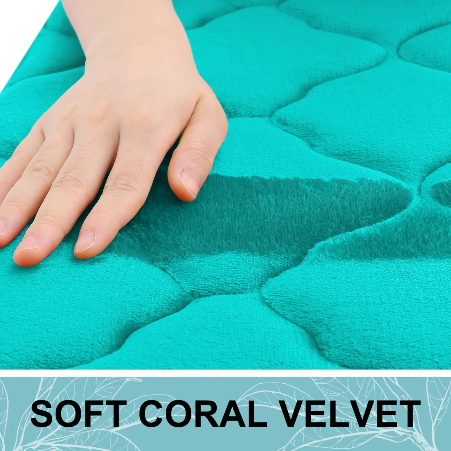OLANLY Memory Foam Bath Mat Rug 24x16, Ultra Soft and Absorbent Bathroom Rugs, Non-Slip, Comfortable, Machine Washable Bath Carpet for Bathroom Floor, Tub, Shower and Home Decor Accessories, Teal