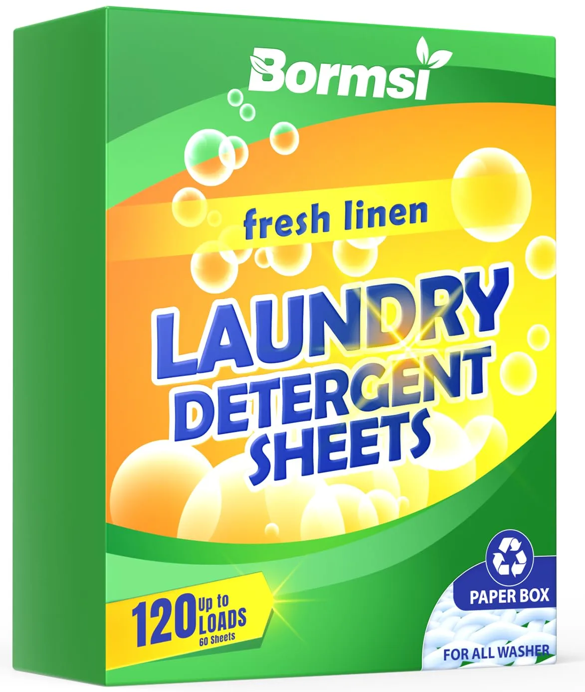 Laundry Detergent Sheets Fresh Scent 120 Loads No Plastic Jug, Travel Laundry Soap Detergent 60 Sheets