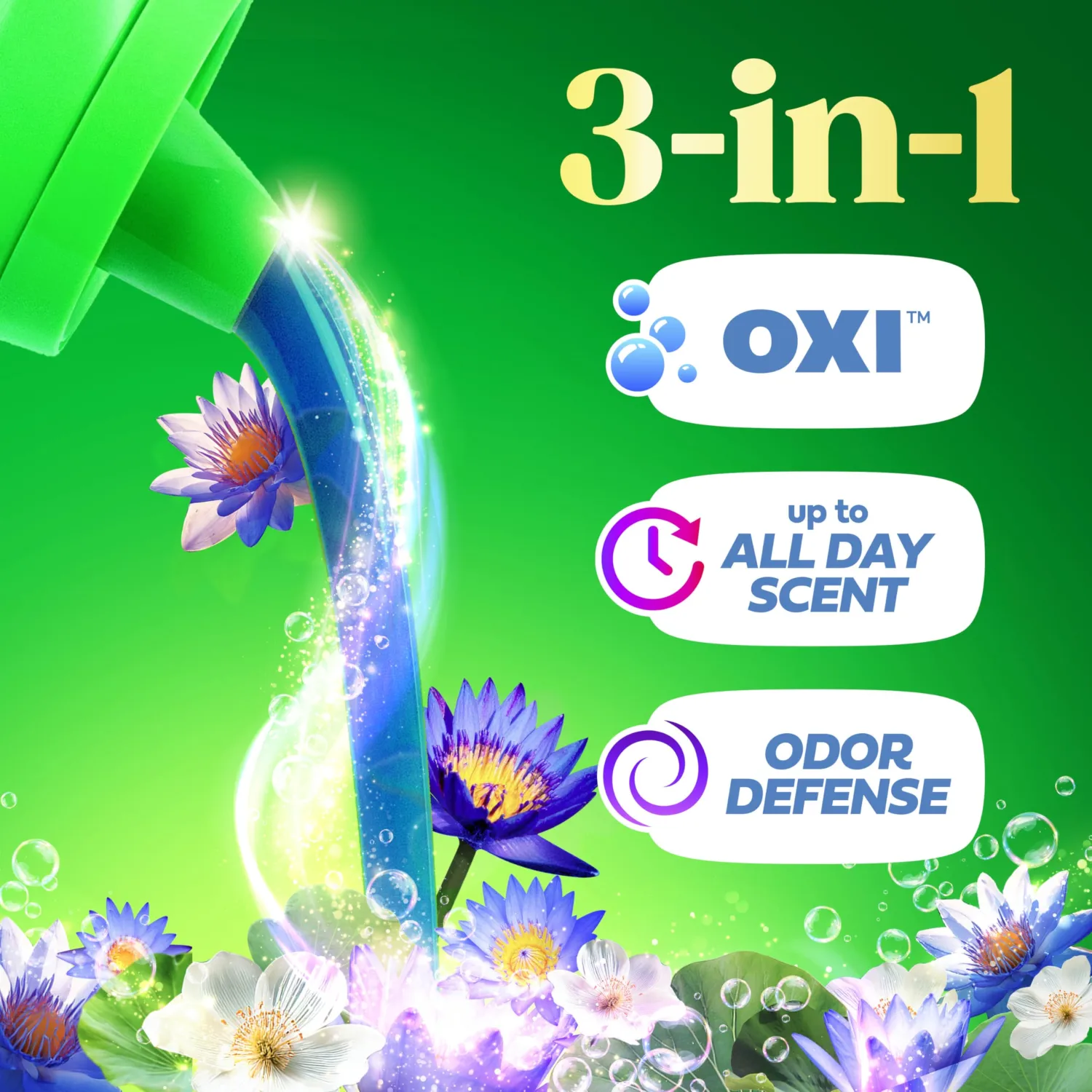 Gain Plus Liquid Laundry Detergent, Cleaner, Fresher, Now with Oxi, Waterfall Delight Scent, 170 fl oz, 129 Loads