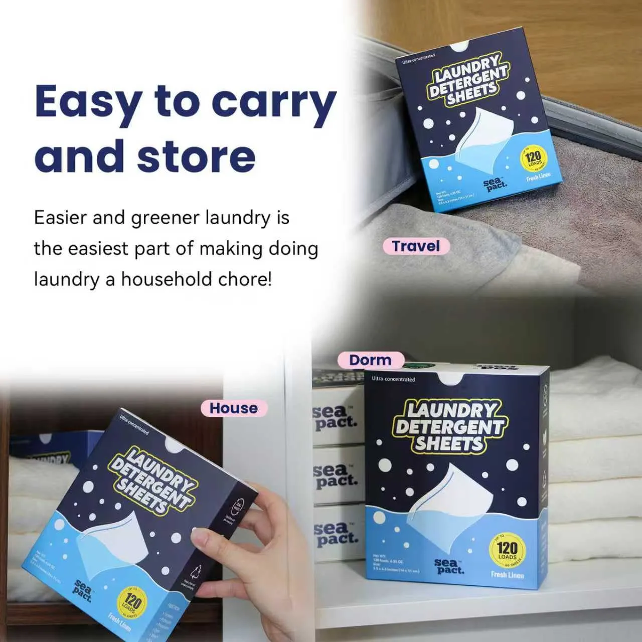 Laundry Detergent Sheets, 120 Loads - Fragrance Free Scent, Eco-Friendly Zero Waste Sheets for Sensitive Skin, Deep Clean Formula Dissolves Easily, Liquidless for Travel & HE Machines