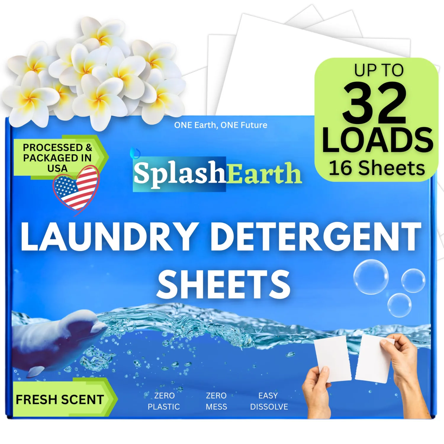 Travel Laundry Detergent Sheets, Liquidless Washer Sheet, Eco Friendly Laundry Sheets Detergent, Hypoallergenic Non Toxic (FRESH SCENT-32 LOADS)
